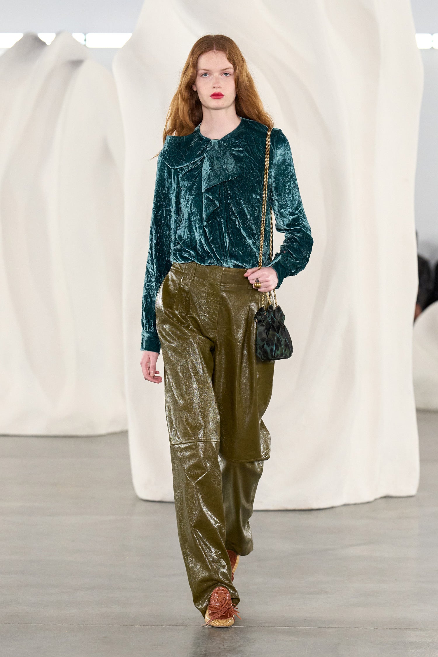 Ulla Johnson Vesa blouse velours Jadeite manches longues