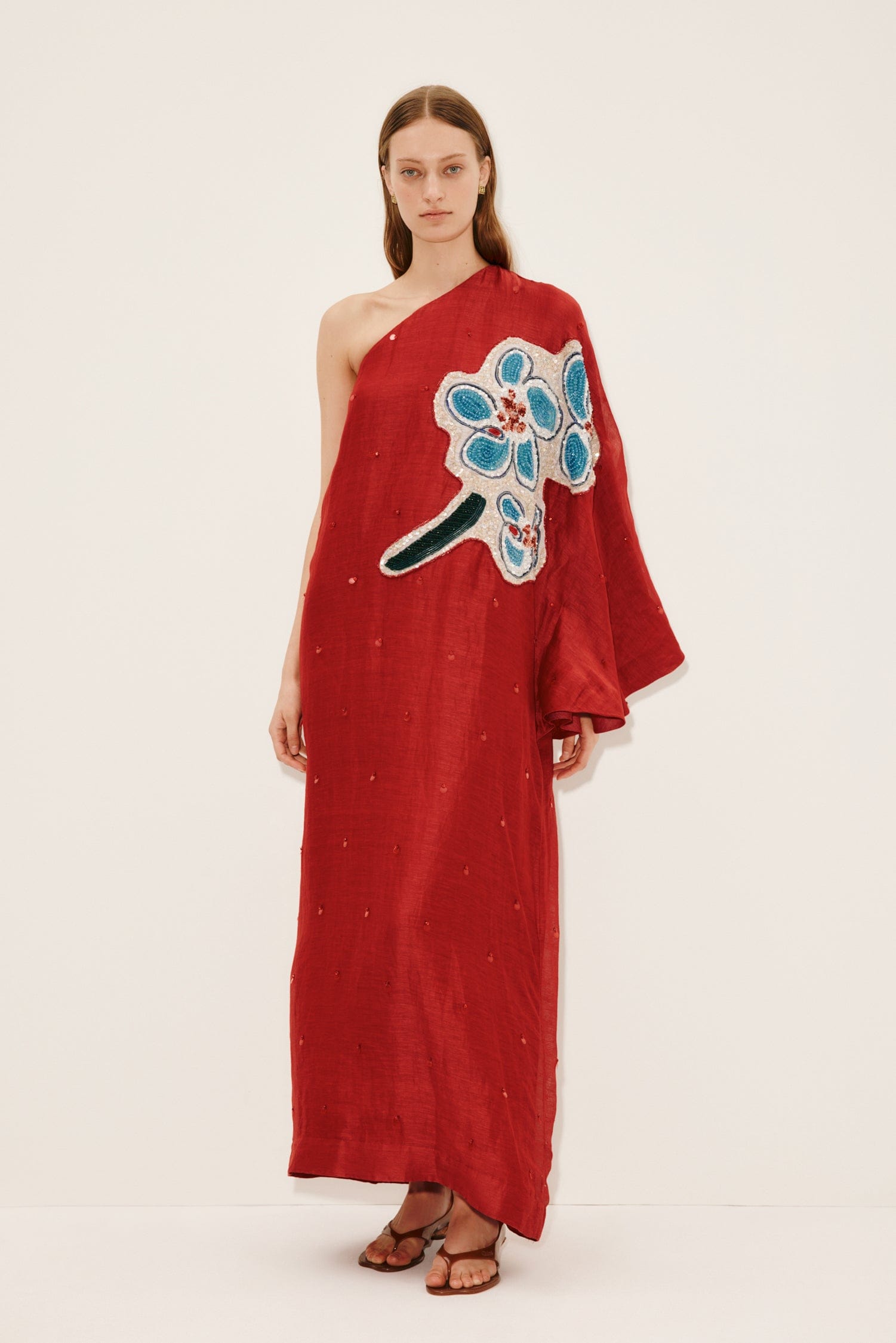 Alemäis Scarlet Embellished robe longue rouge taille 4