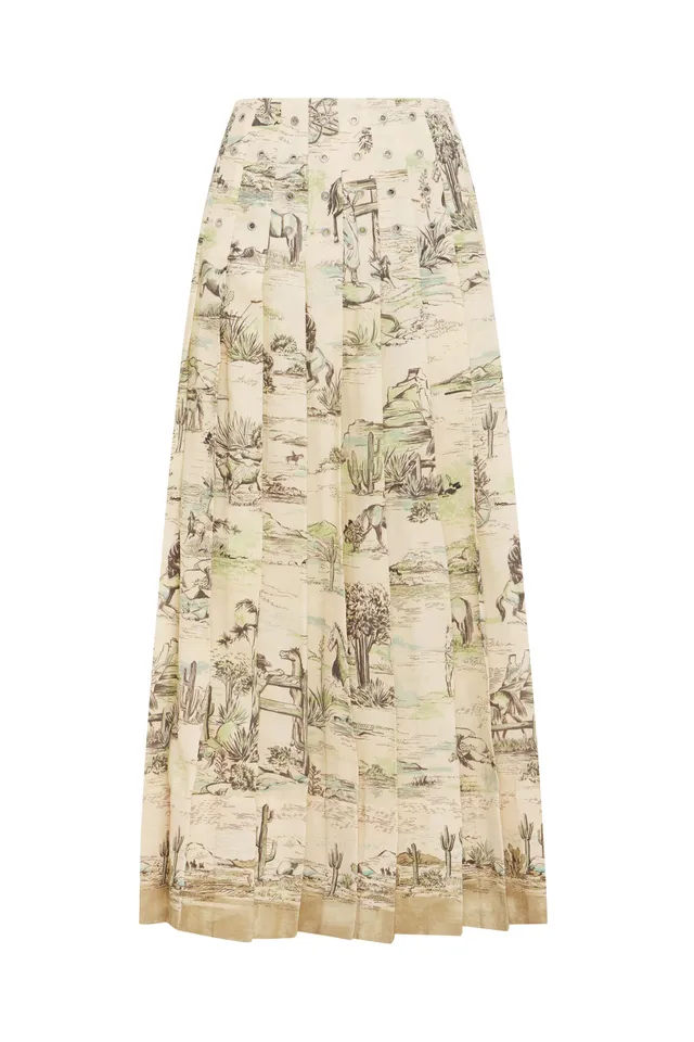 Alemais Scout Skirt jupe midi plissée lin