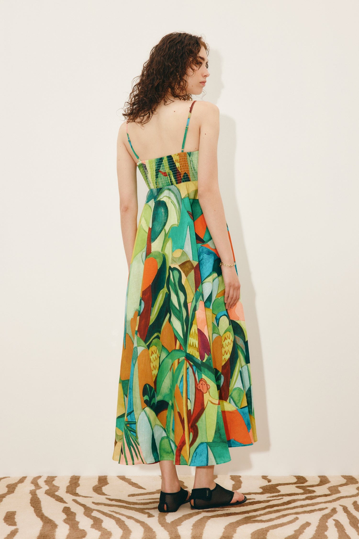 Alemaïs Mokshini robe midi lin jungle