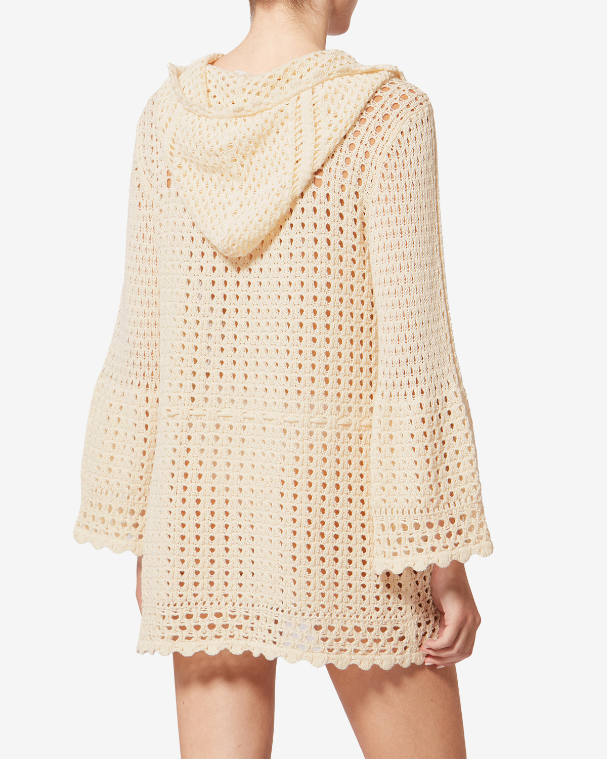 Isabel Marant Zelnie robe crochet écru capuche courte