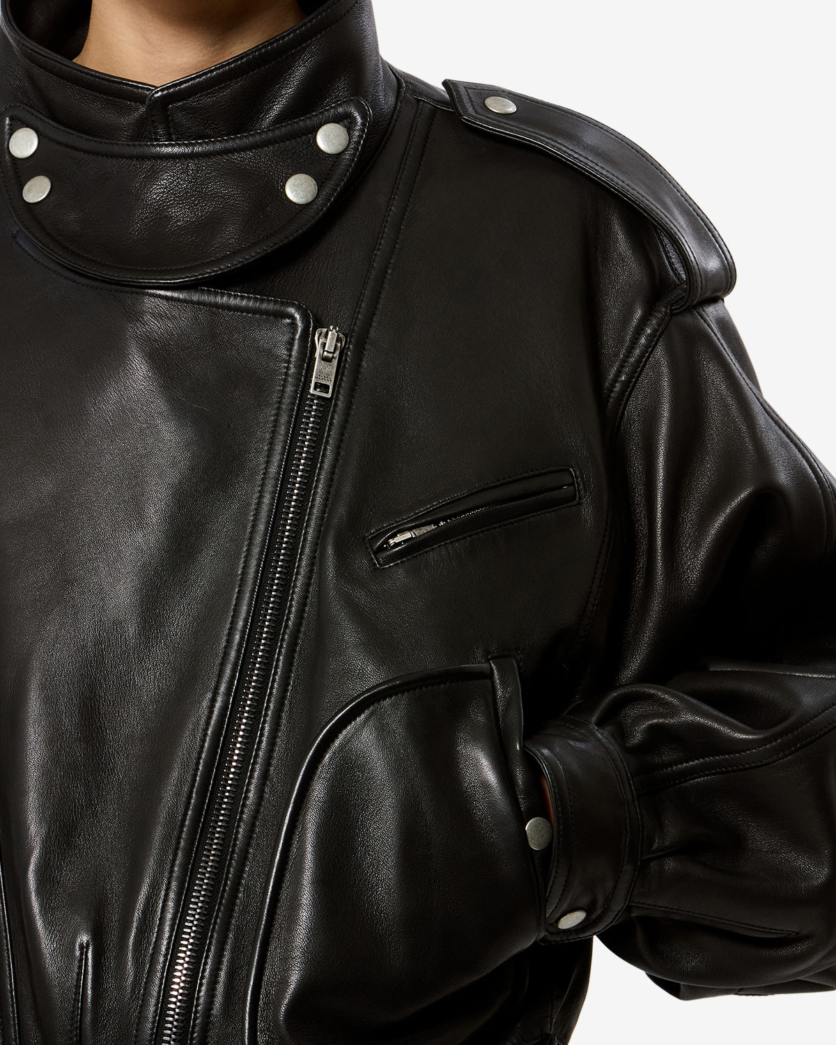 Isabel Marant Farza veste cuir agneau noir