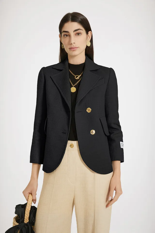 Patou JA0350162999B veste tailleur tweed coton noir
