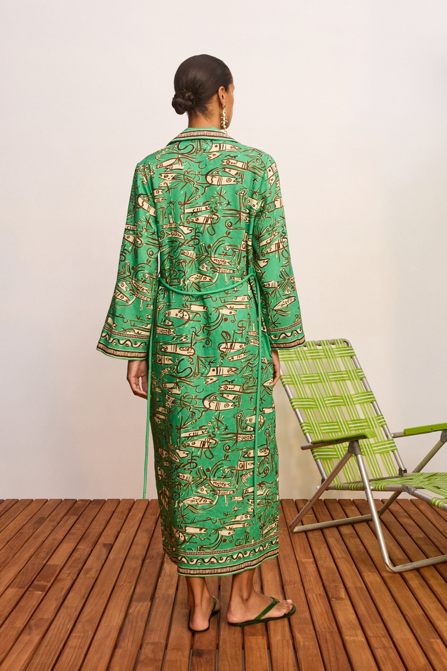 Alemäis Fish Sticks robe chemise midi lin poches