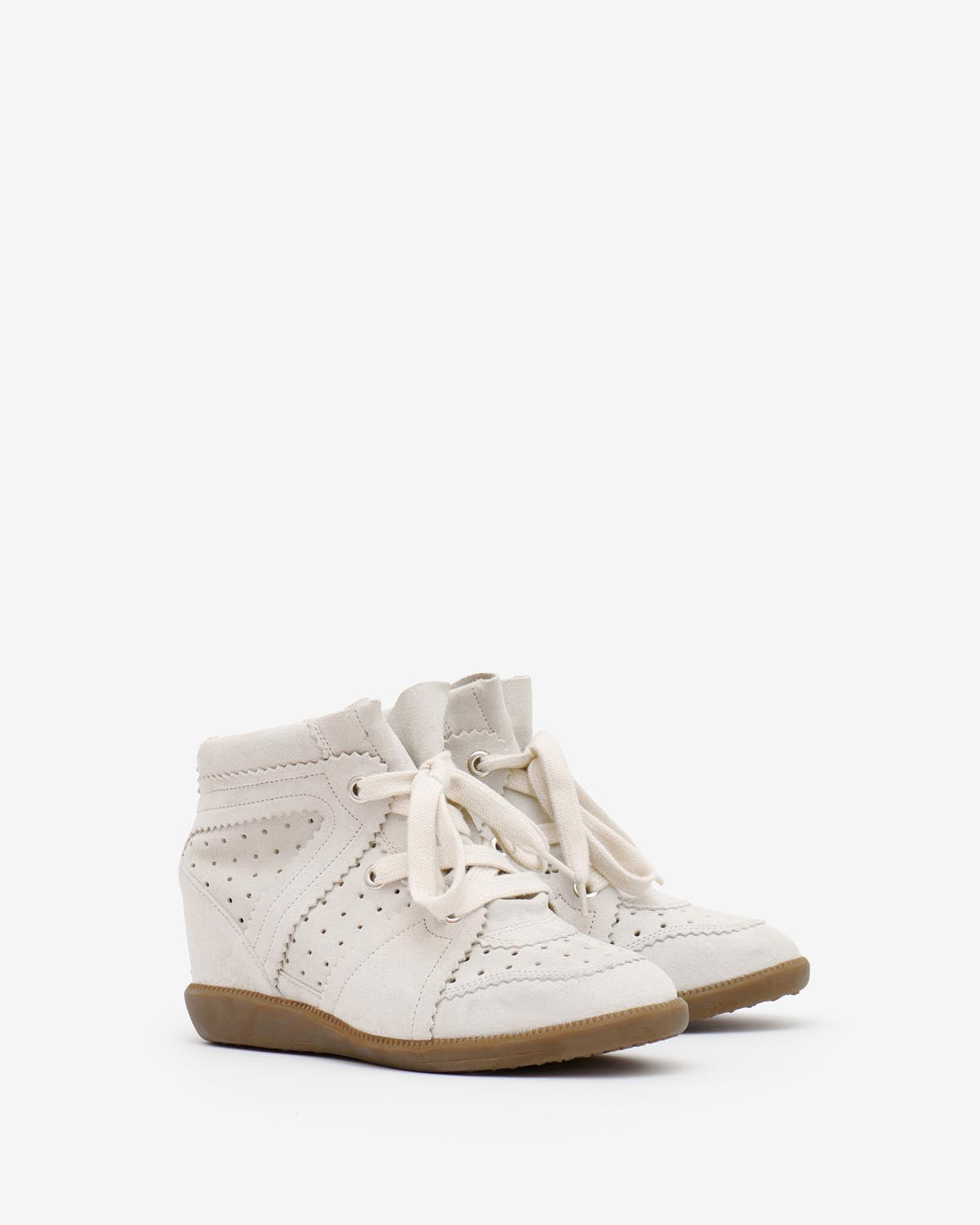 Isabel Marant Bobby baskets beige cuir compensées 5 cm