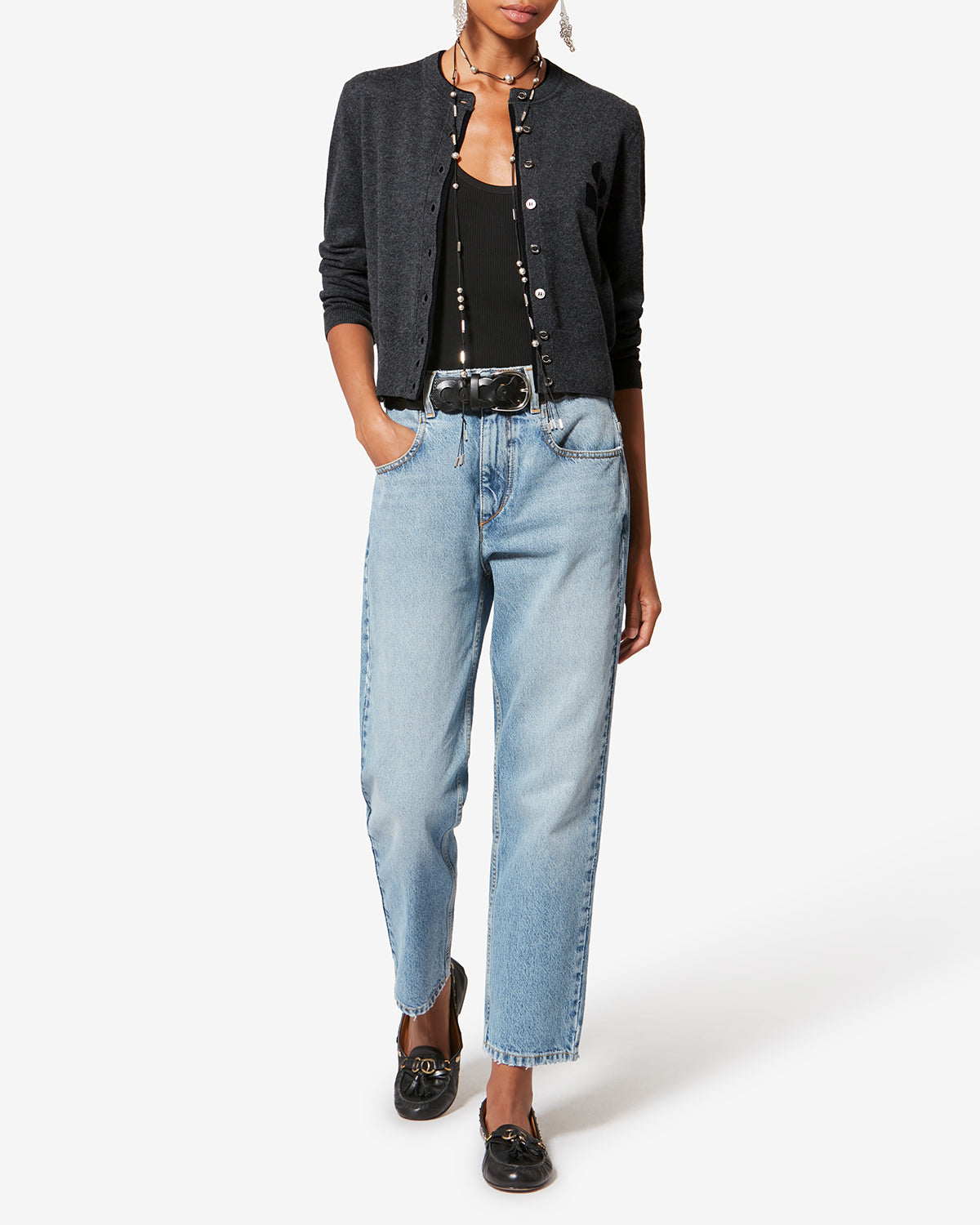 Isabel Marant Lona cardigan maille anthracite-noir