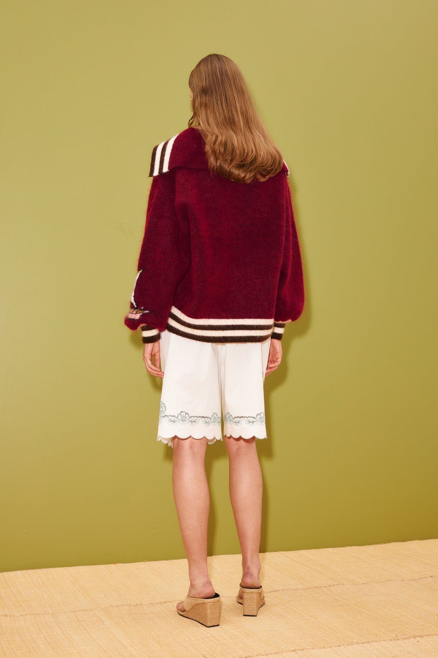 Alemäis Mokshini Zip Up Cardigan gilet mohair rayé oversize