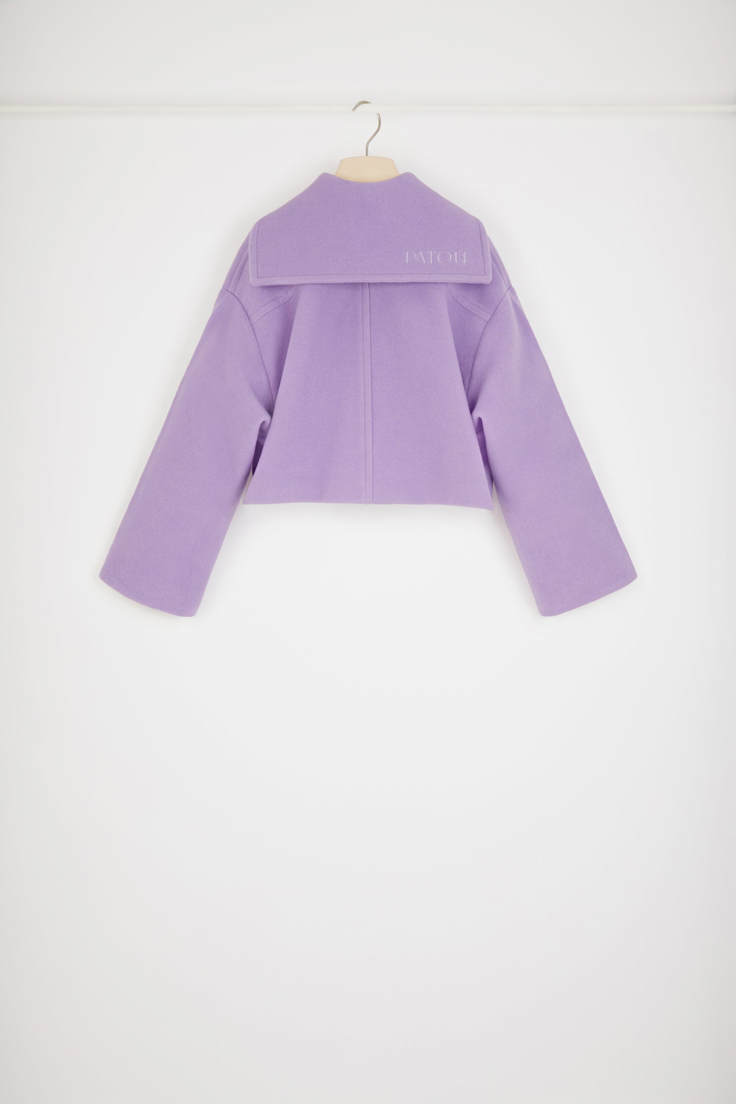 Patou manteau cropped CO014 laine double-face violet