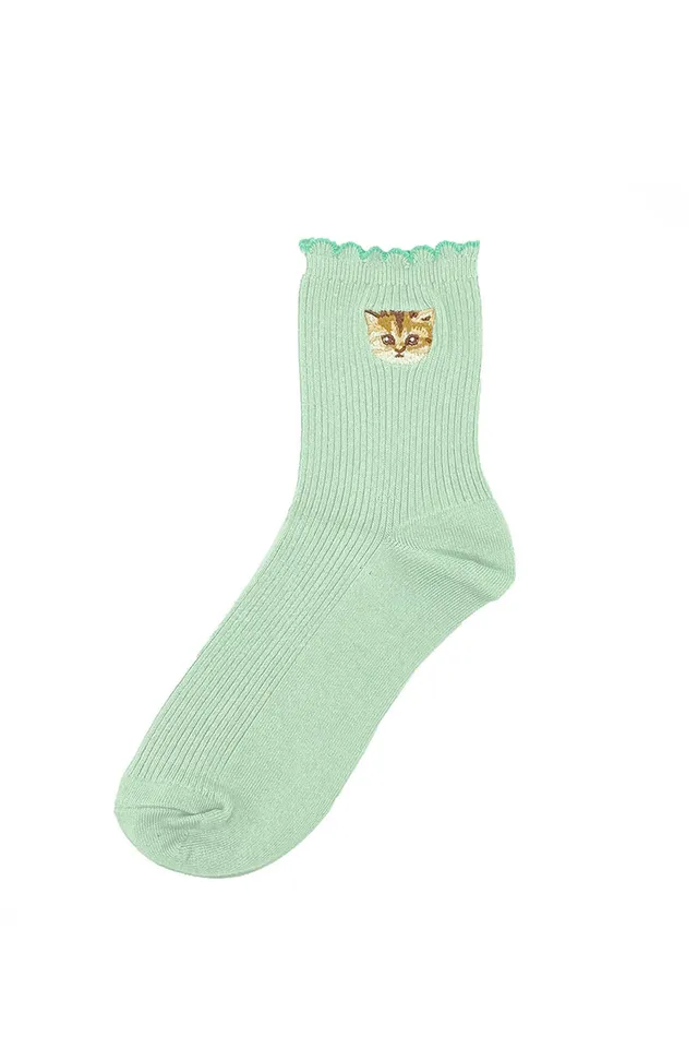 Paul & Joe Chaussettes vertes Nounette coton épaisses