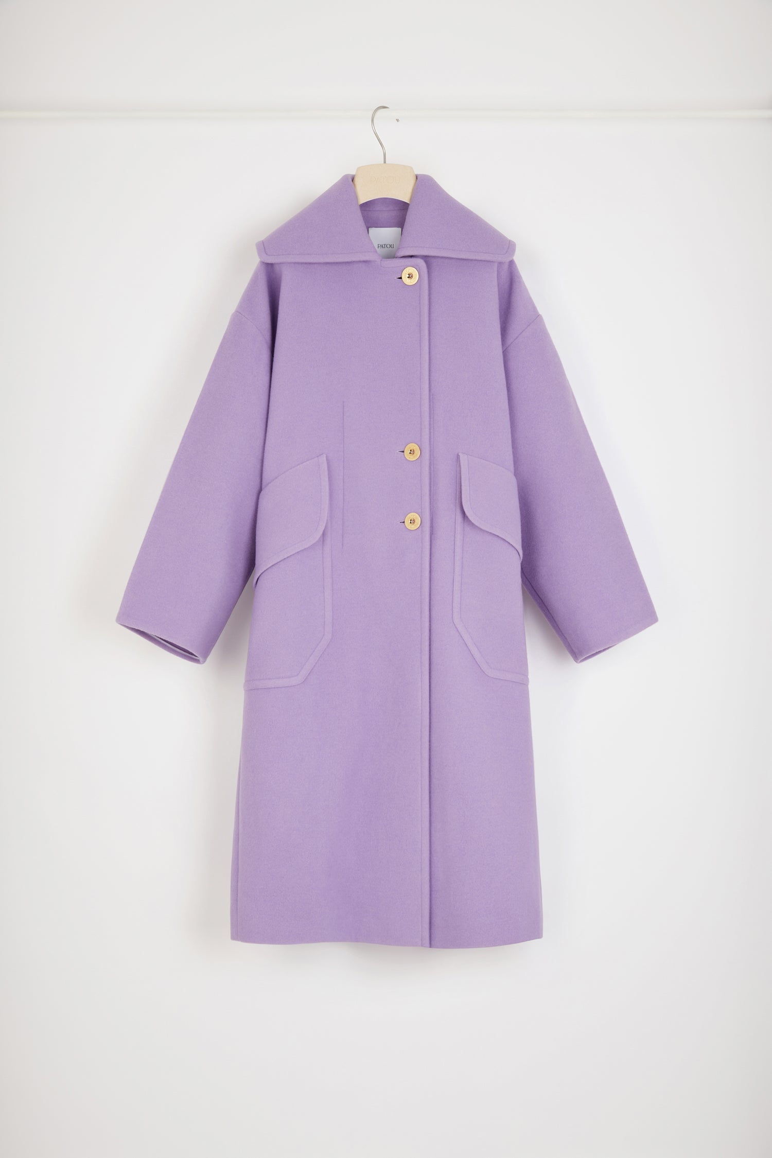 Patou CO013 manteau long laine violet