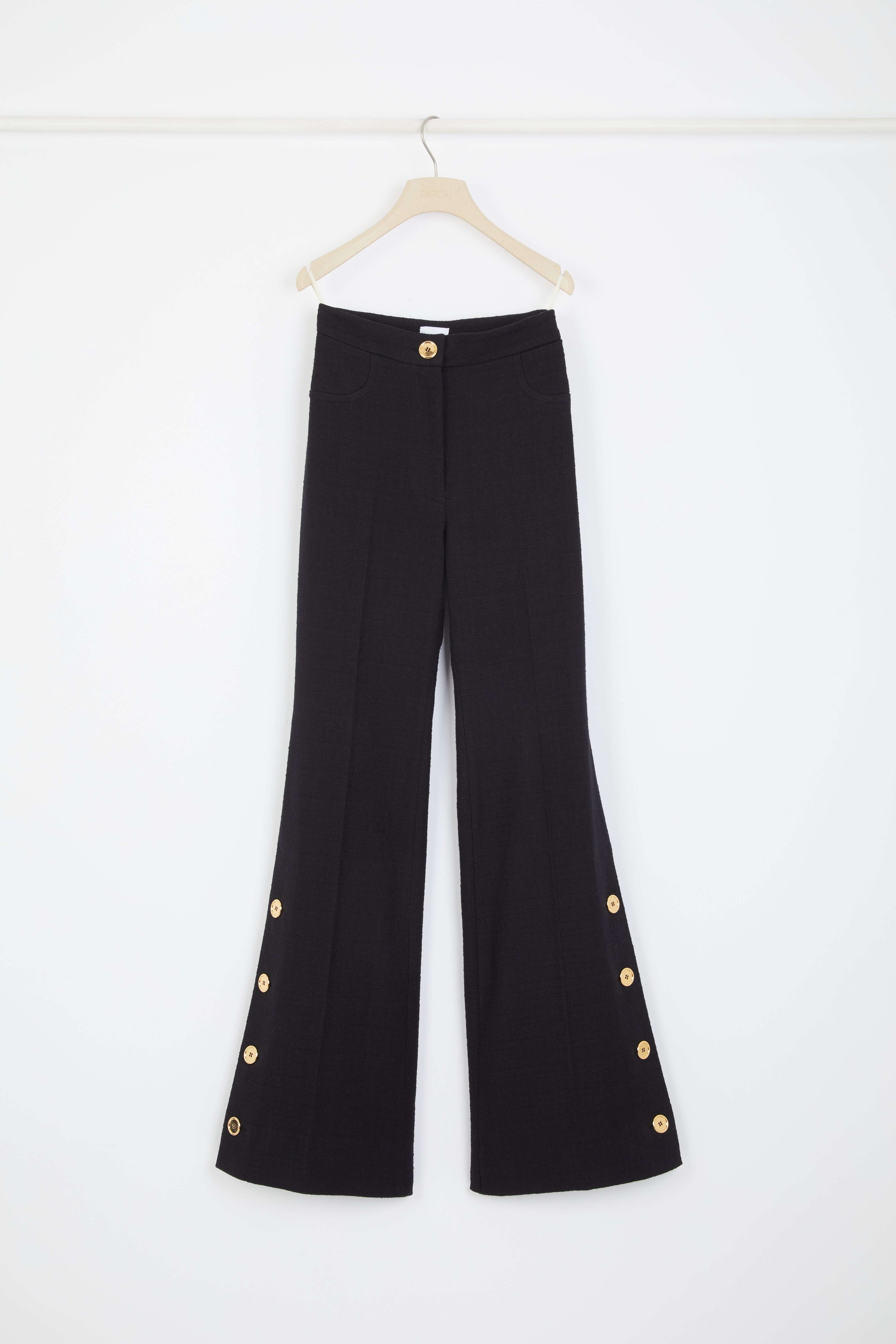 Patou Trousers pantalon TR0380162999B tweed noir évasé