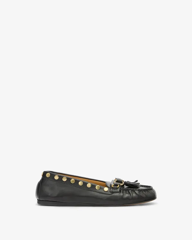 Isabel Marant Faxel mocassins cuir noir pompons