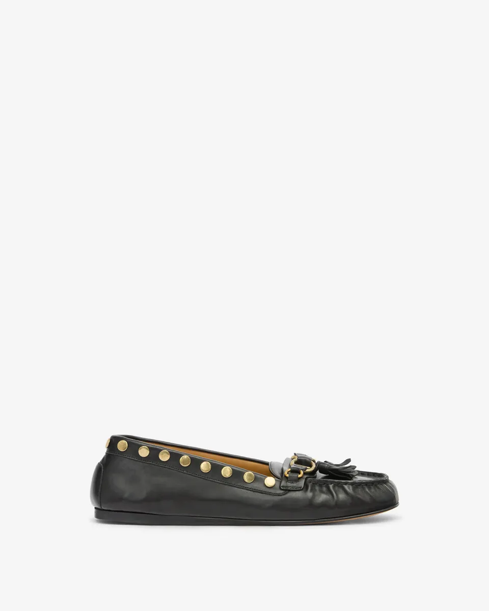 Isabel Marant Faxel mocassins cuir noir pompons
