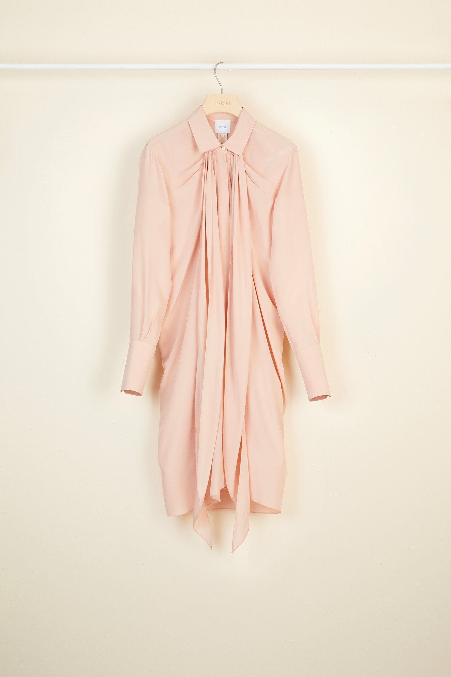 Patou H20DR0040013101G robe chemise soie beige doré mini