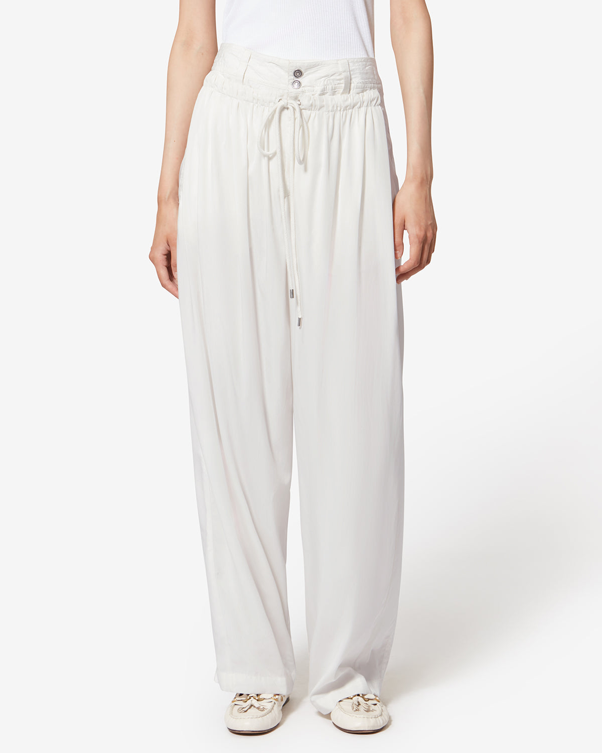 Isabel Marant Inaya pantalon large blanc effet baroudeur