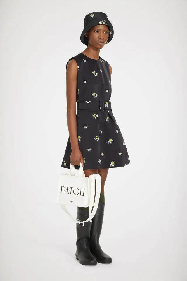Patou H22DR1000122999B robe mini satin noir brodée