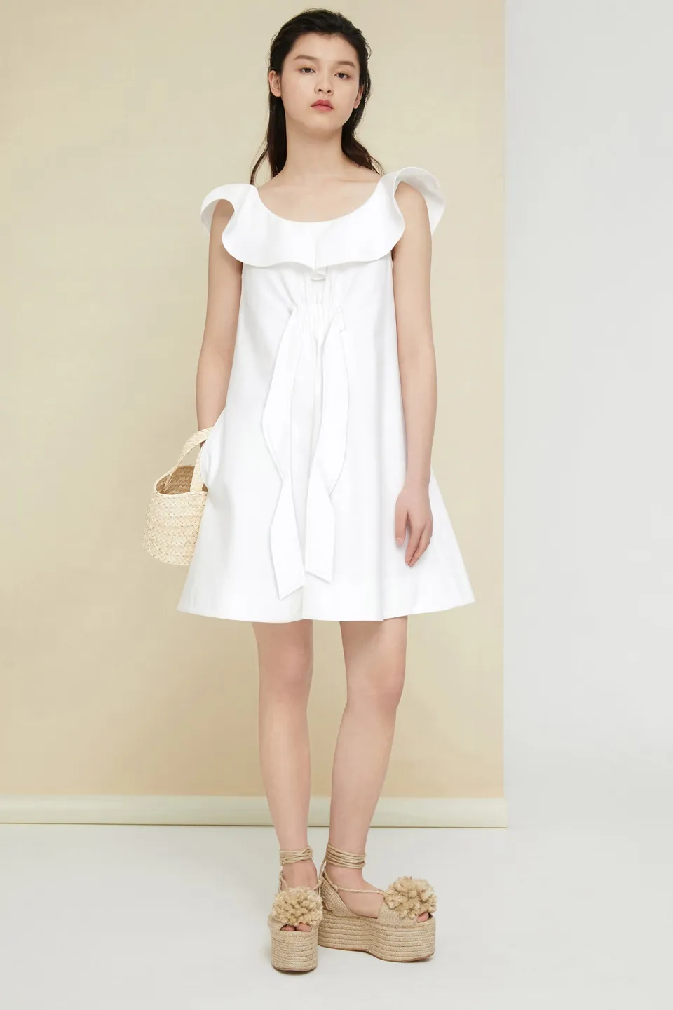 Patou DR046 mini robe coton perle à volants taille 34-42
