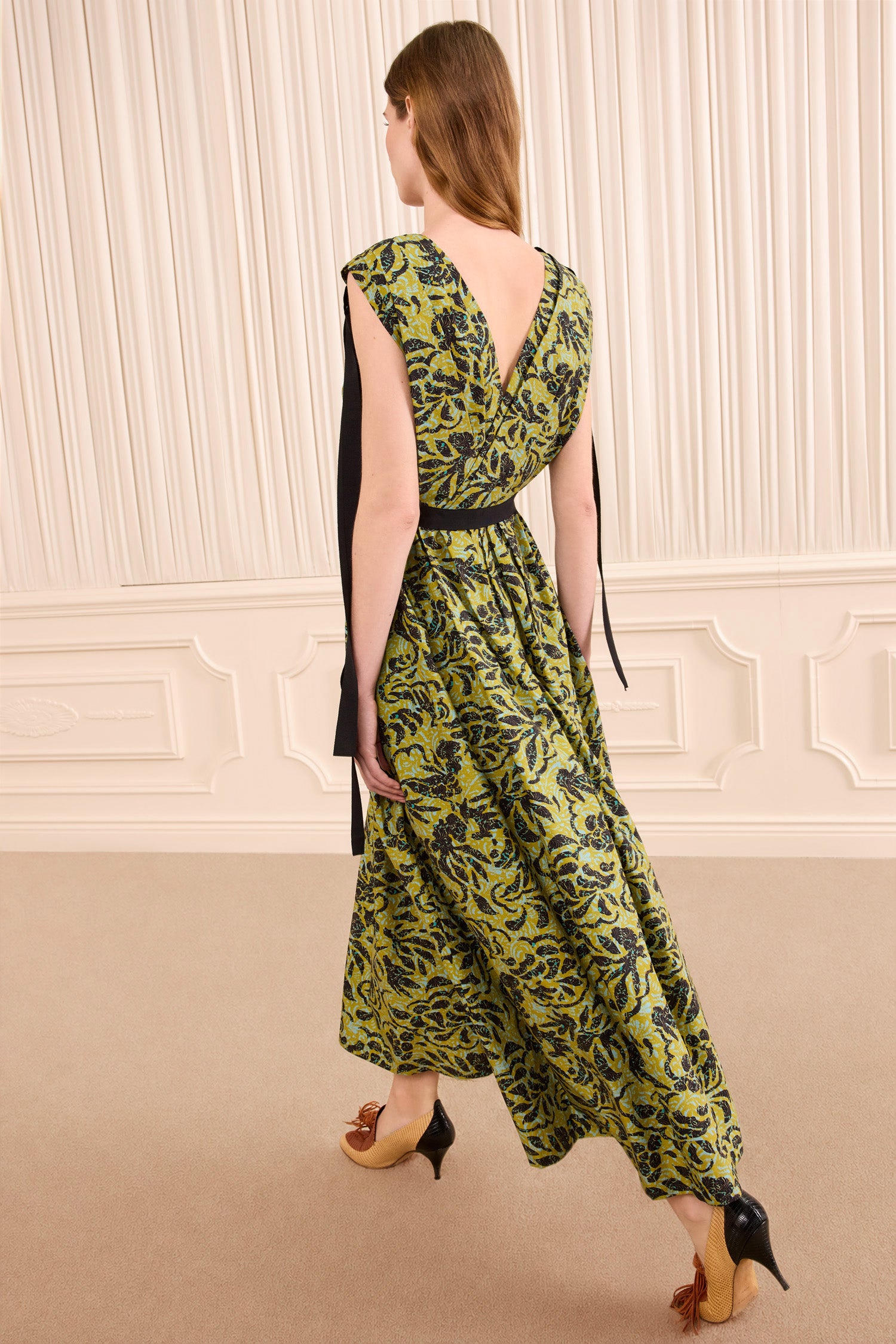 Ulla Johnson Karina robe maxi coton Chartreuse fleurie