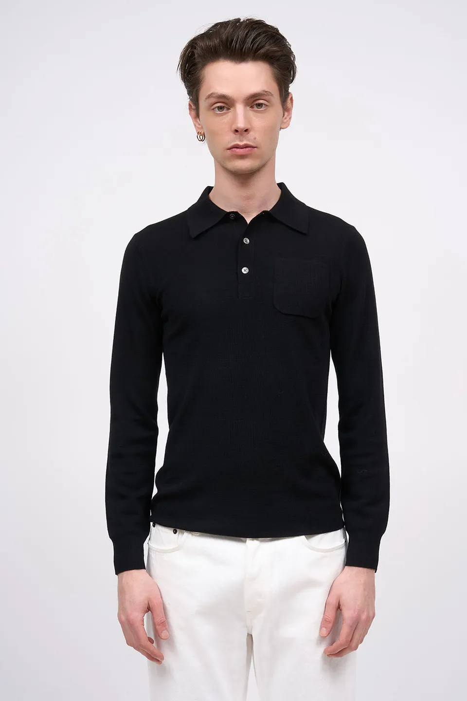 Paul & Joe Leon Polo laine fine noir marron sapin