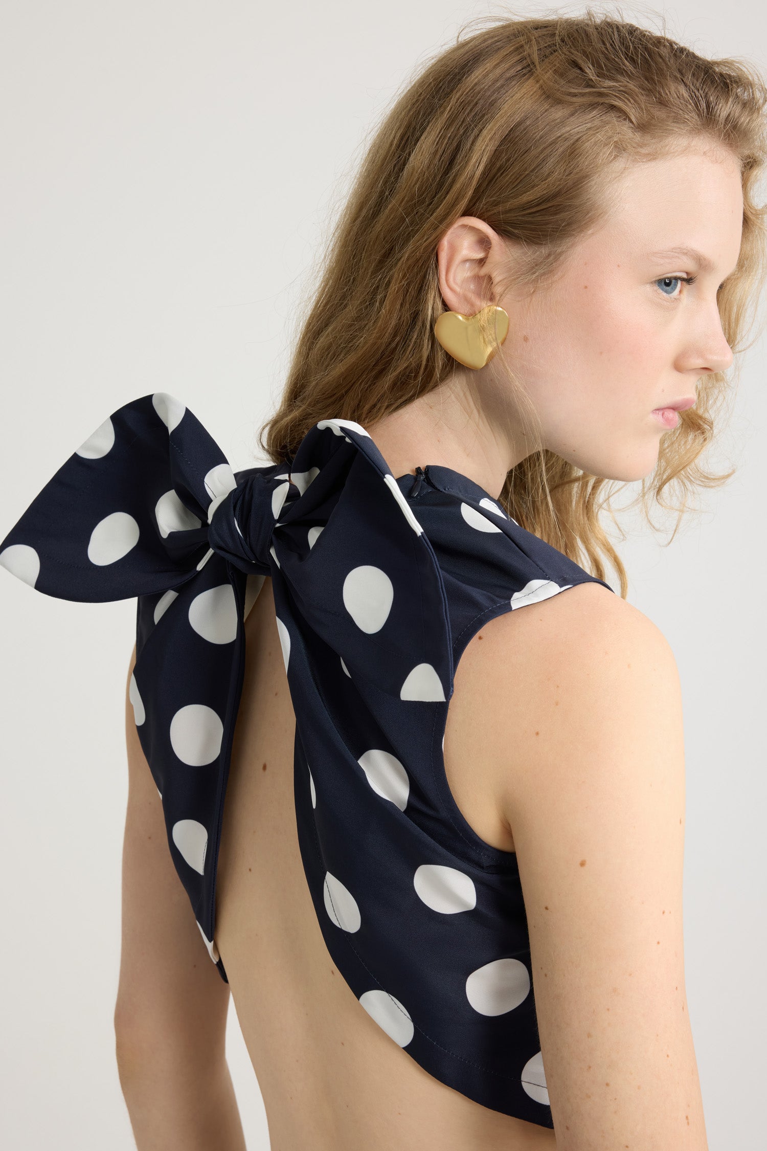 Patou P25TO161 top foulard pois marine recyclé