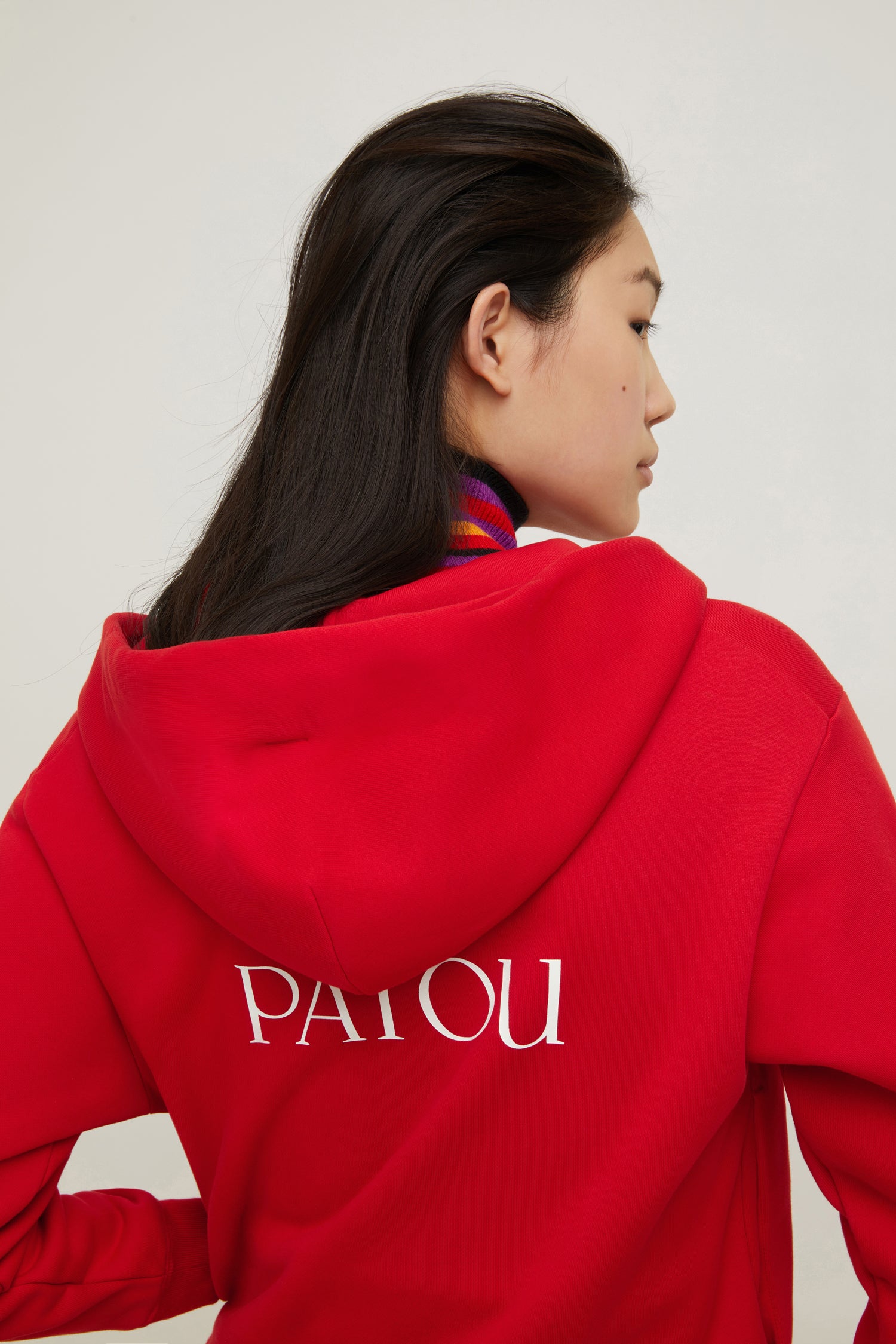 Patou JE007 hoodie coton bio Poppy zippé à capuche logo dos