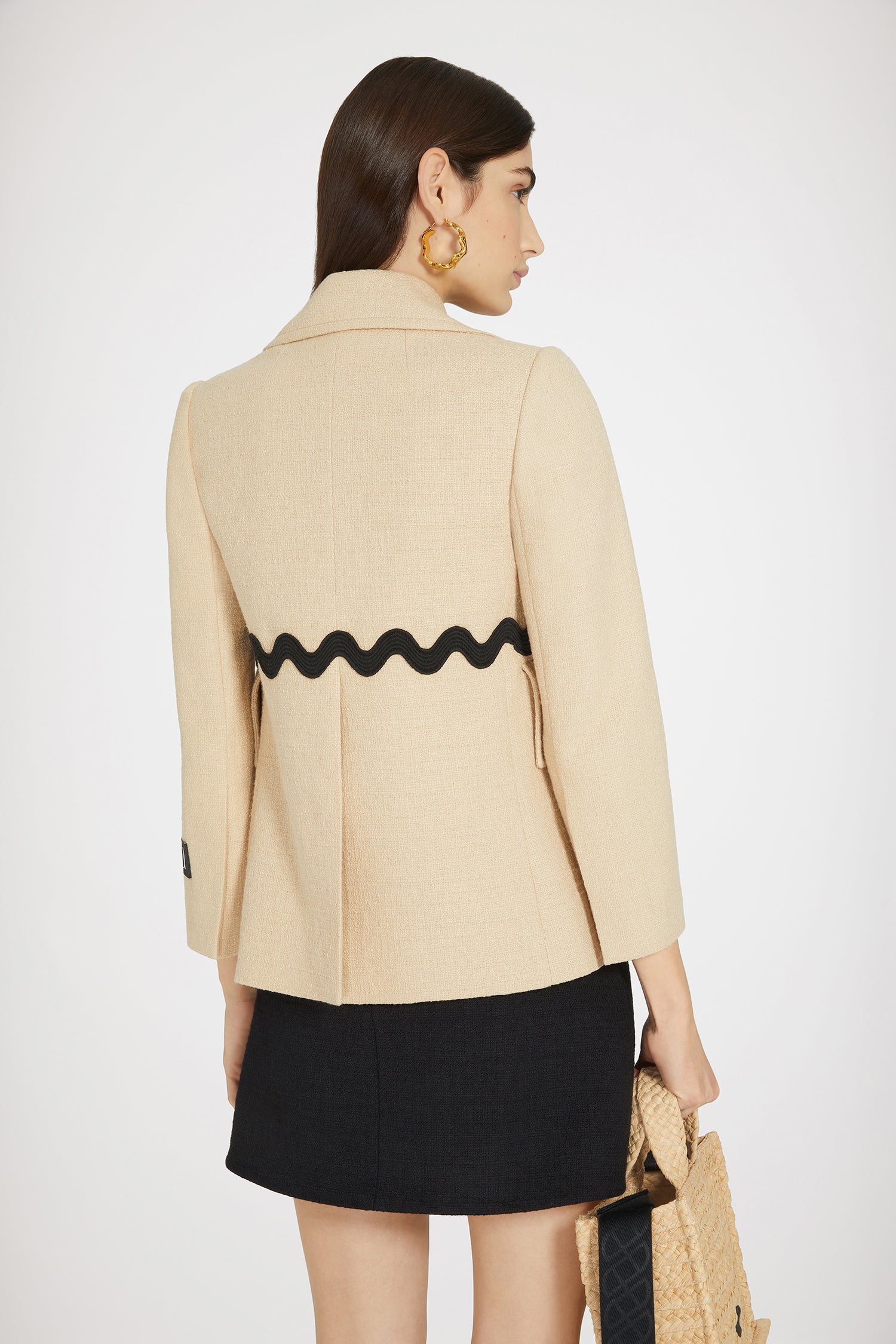 Patou P24JA0350177113B veste tailleur tweed coton beige