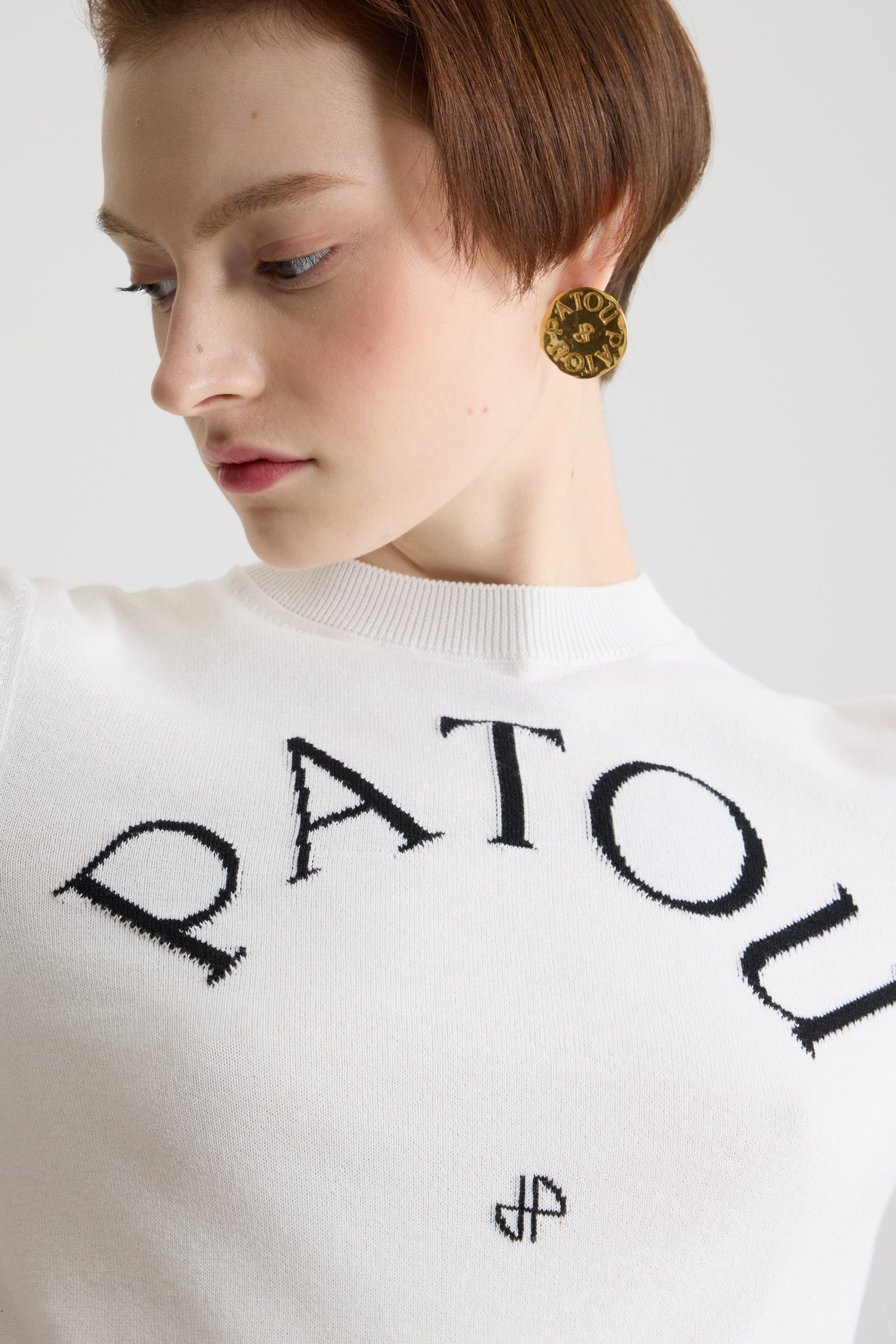 Patou Knitwear P22KN0688045001W top coton blanc logo
