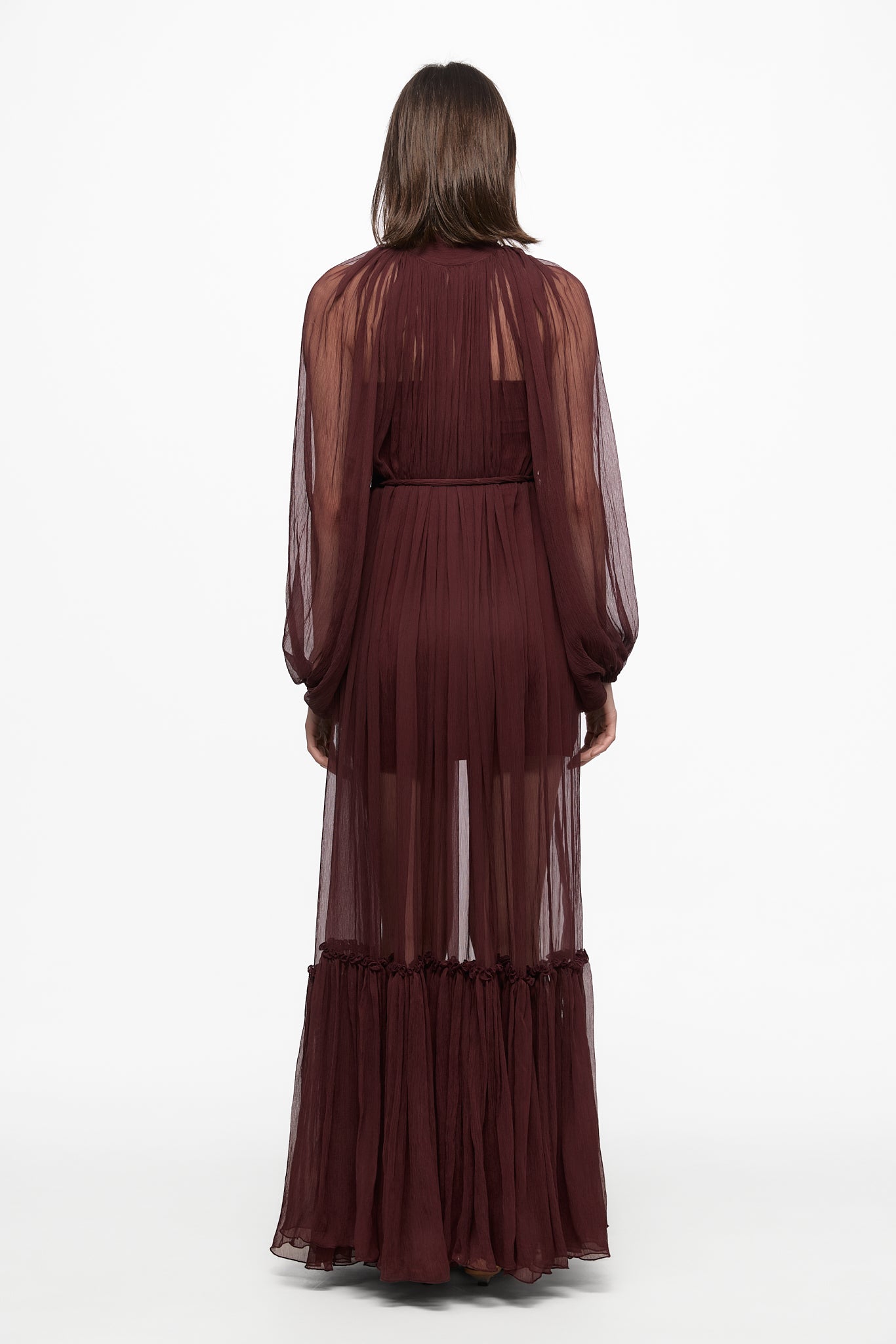 ATU Body Couture SILK Chiffon robe chemise S bordeaux