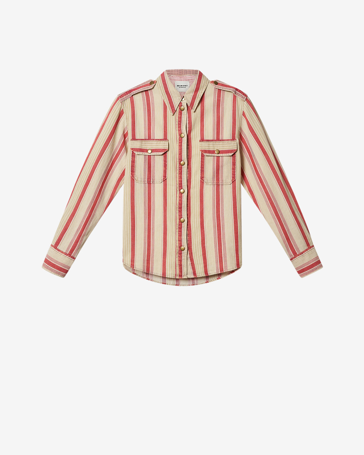 Isabel Marant Gelva CH0299FA chemise coton beige-rouge