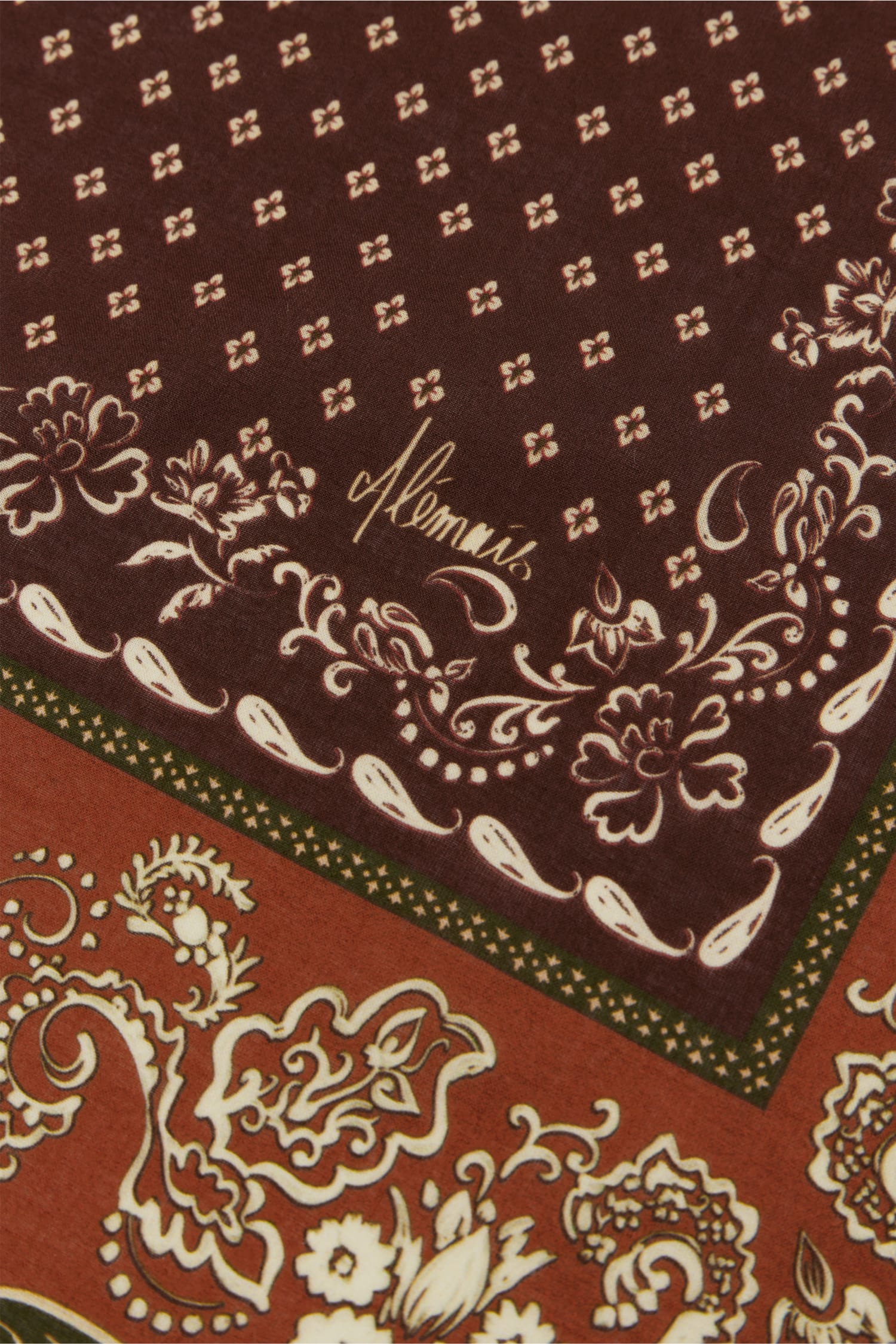 Alemaïs Alma foulard carré coton imprimé à franges