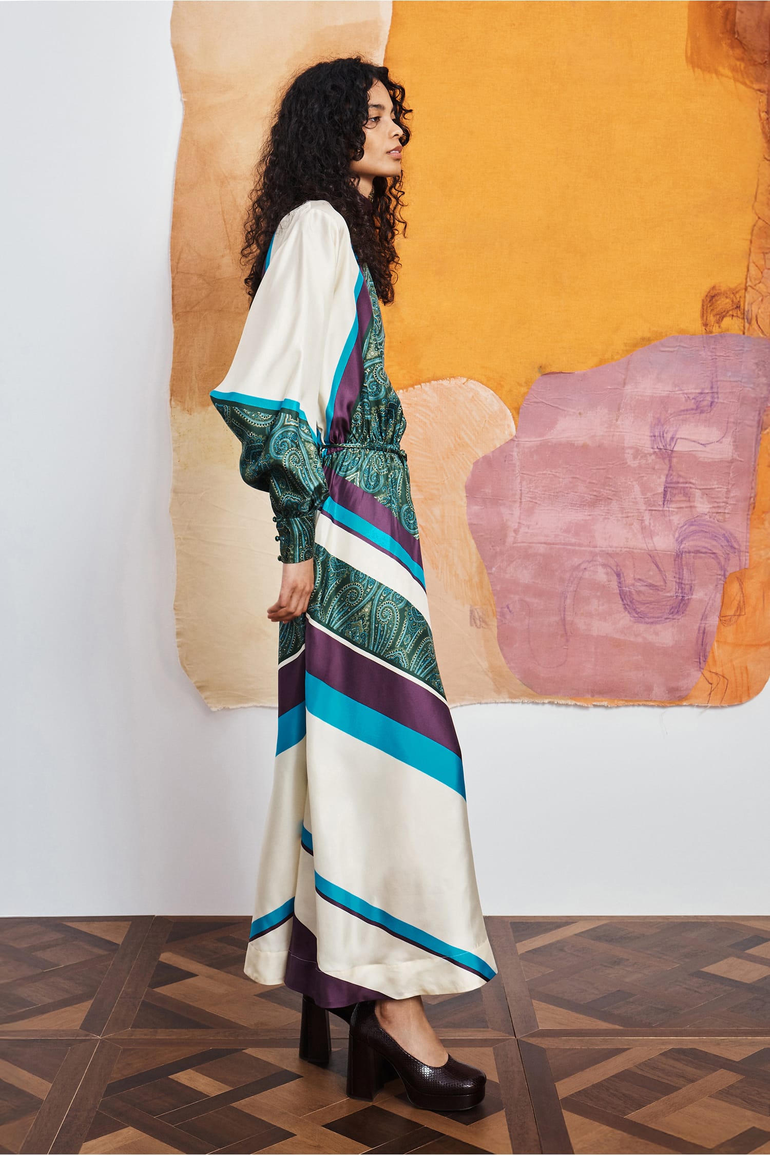 Alemaïs Joni Silk Midi Dress robe midi soie paisley