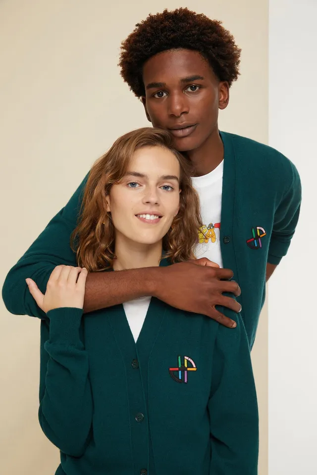 Patou Knitwear JP Barbapapa cardigan laine vert forêt