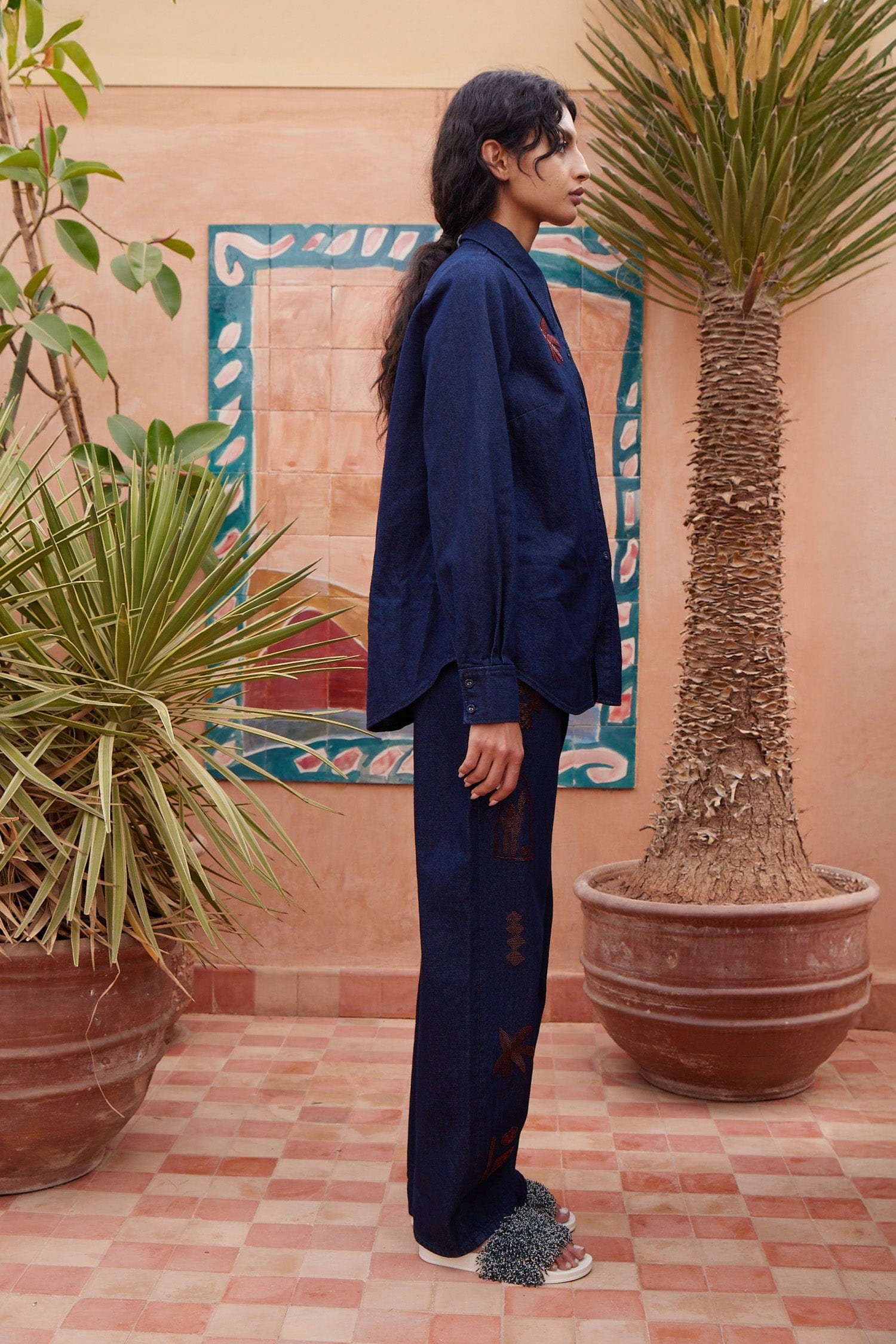 Alemais Delany chemise jean perlée coton