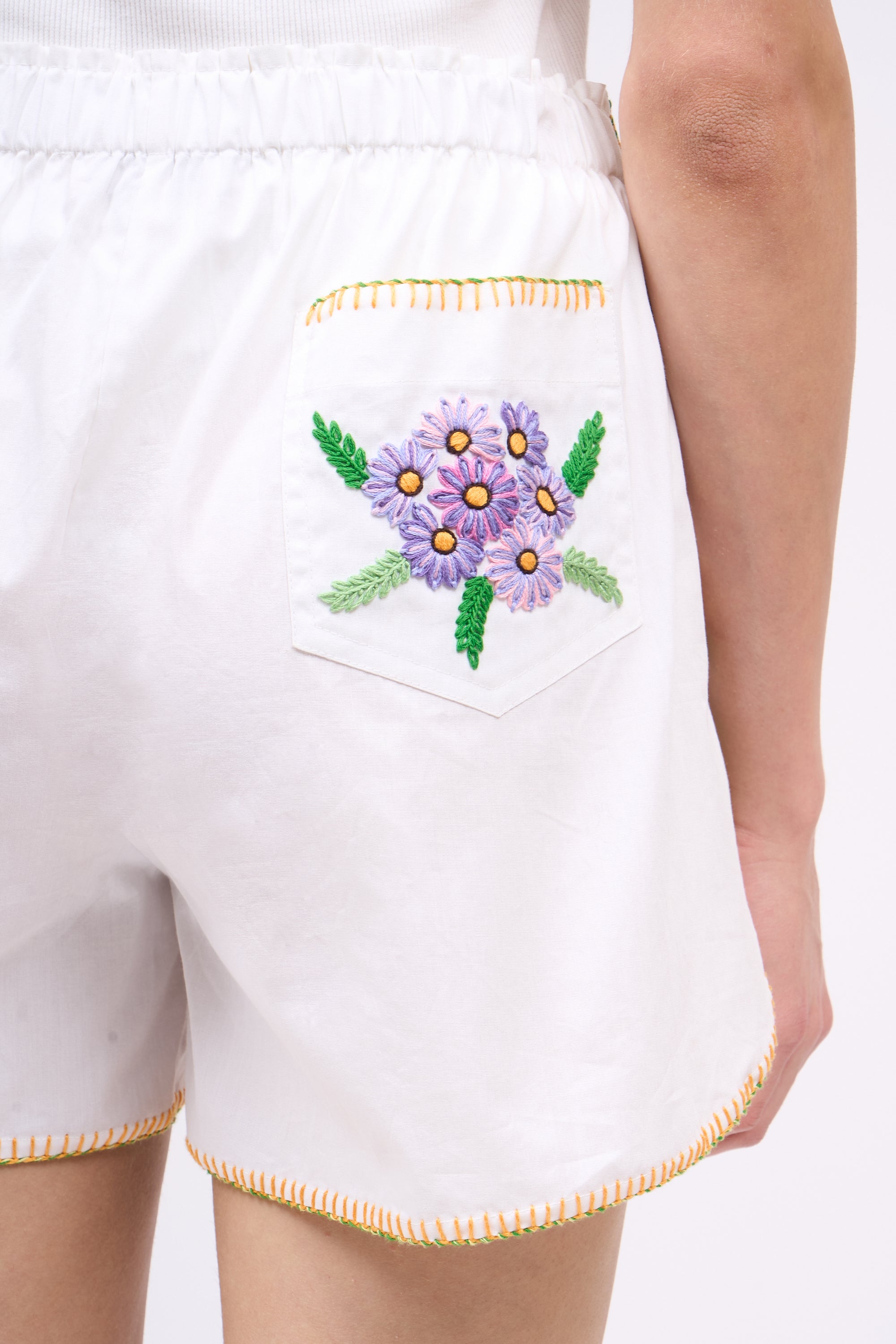 Paul & Joe Tailoring Short Plagiste popeline blanc brodé