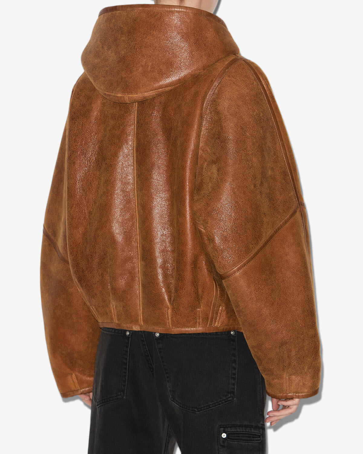 Isabel Marant Amiel manteau peau lainée cognac