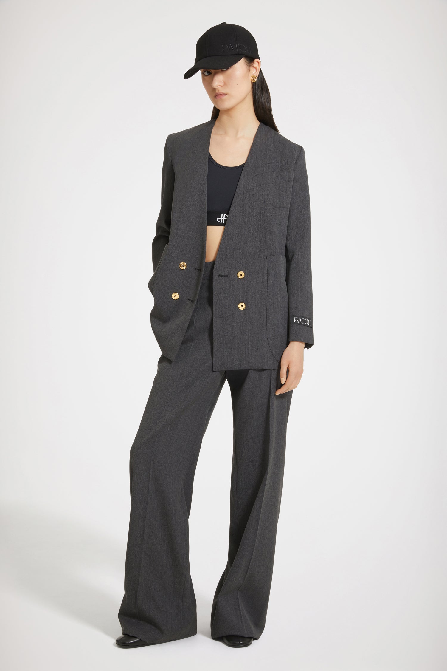Patou H23JA0020103959A veste croisée anthracite laine 34-44