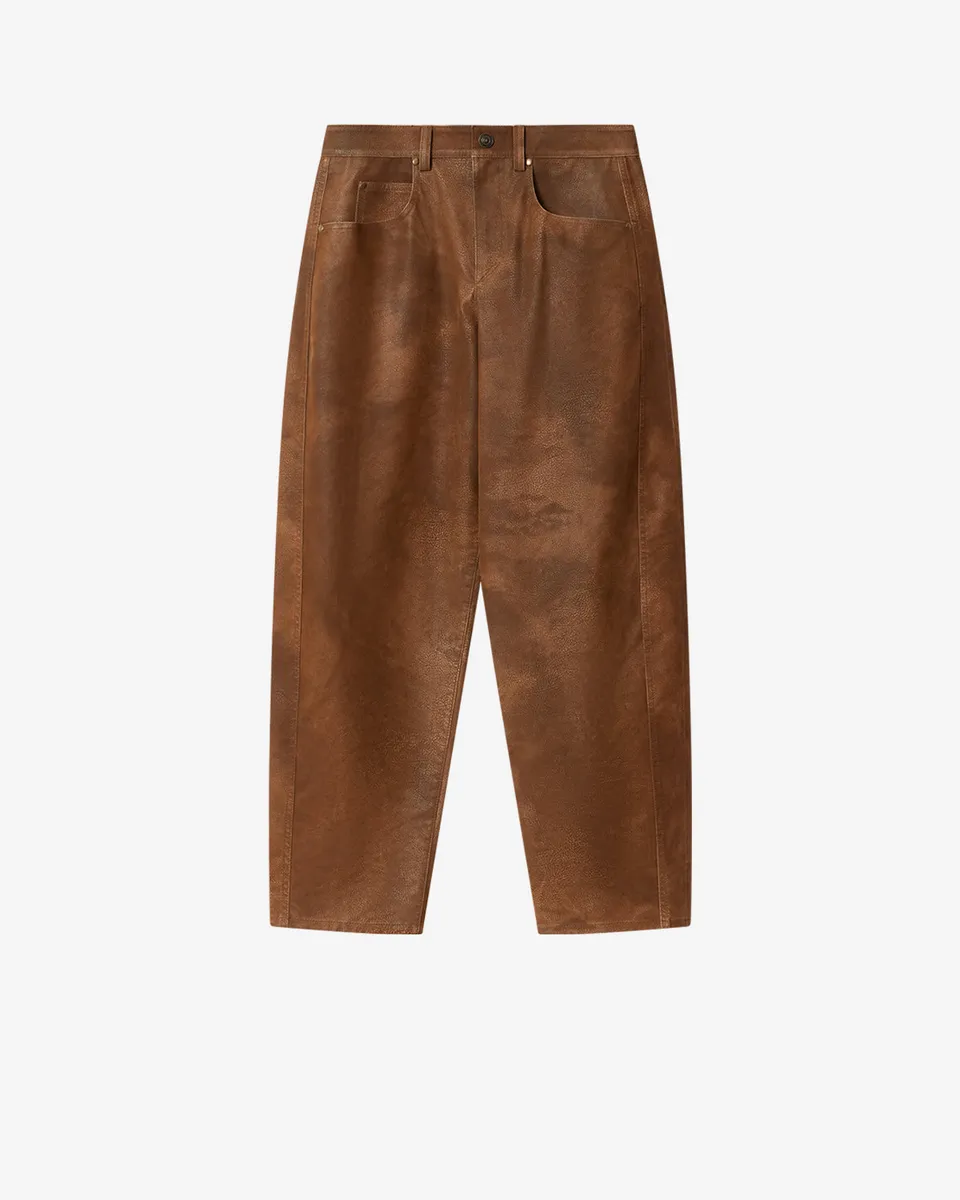 Isabel Marant Belky PA0780FA pantalon barrel marron patiné