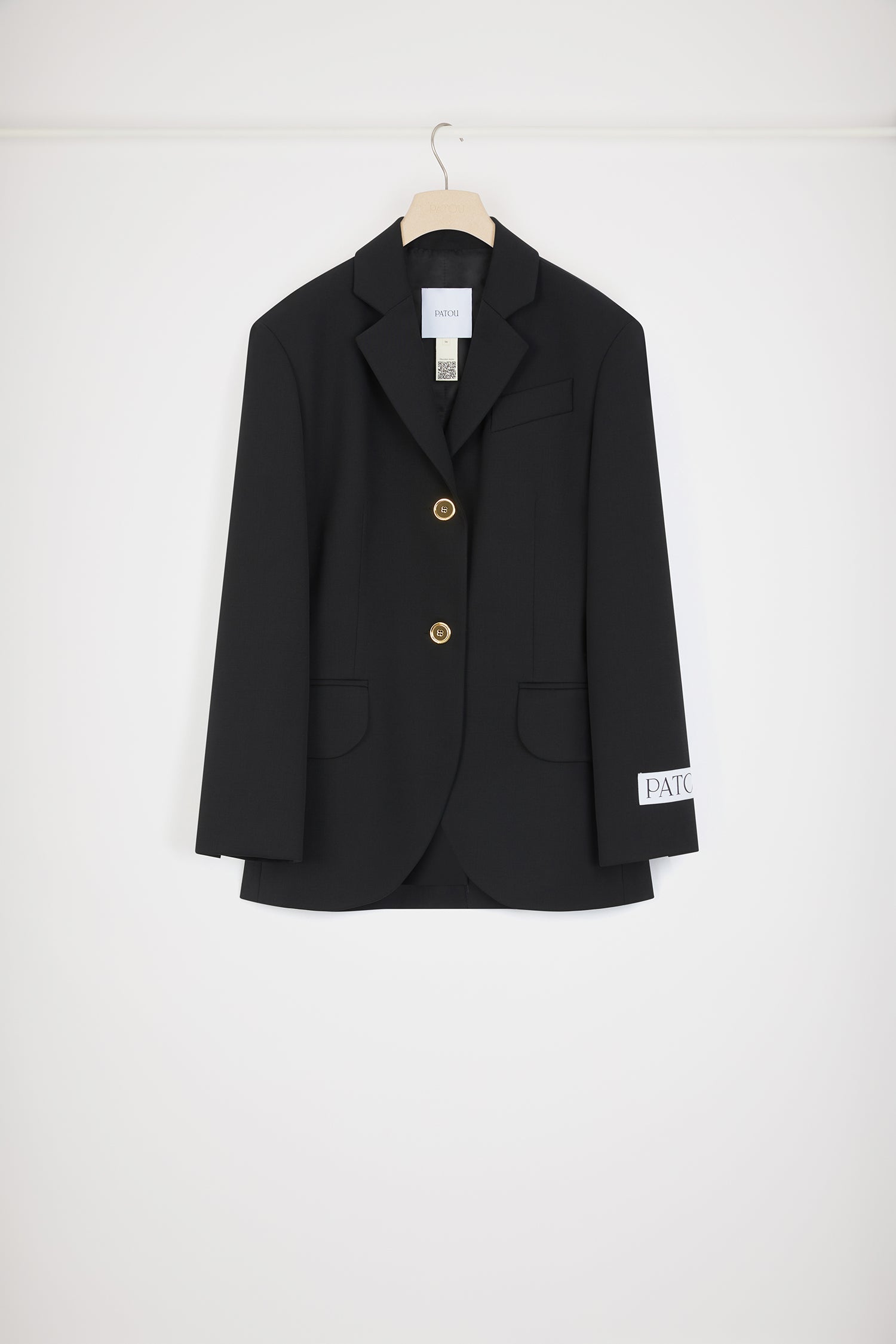 Patou JA0380103999B veste noire ceinturée oversize