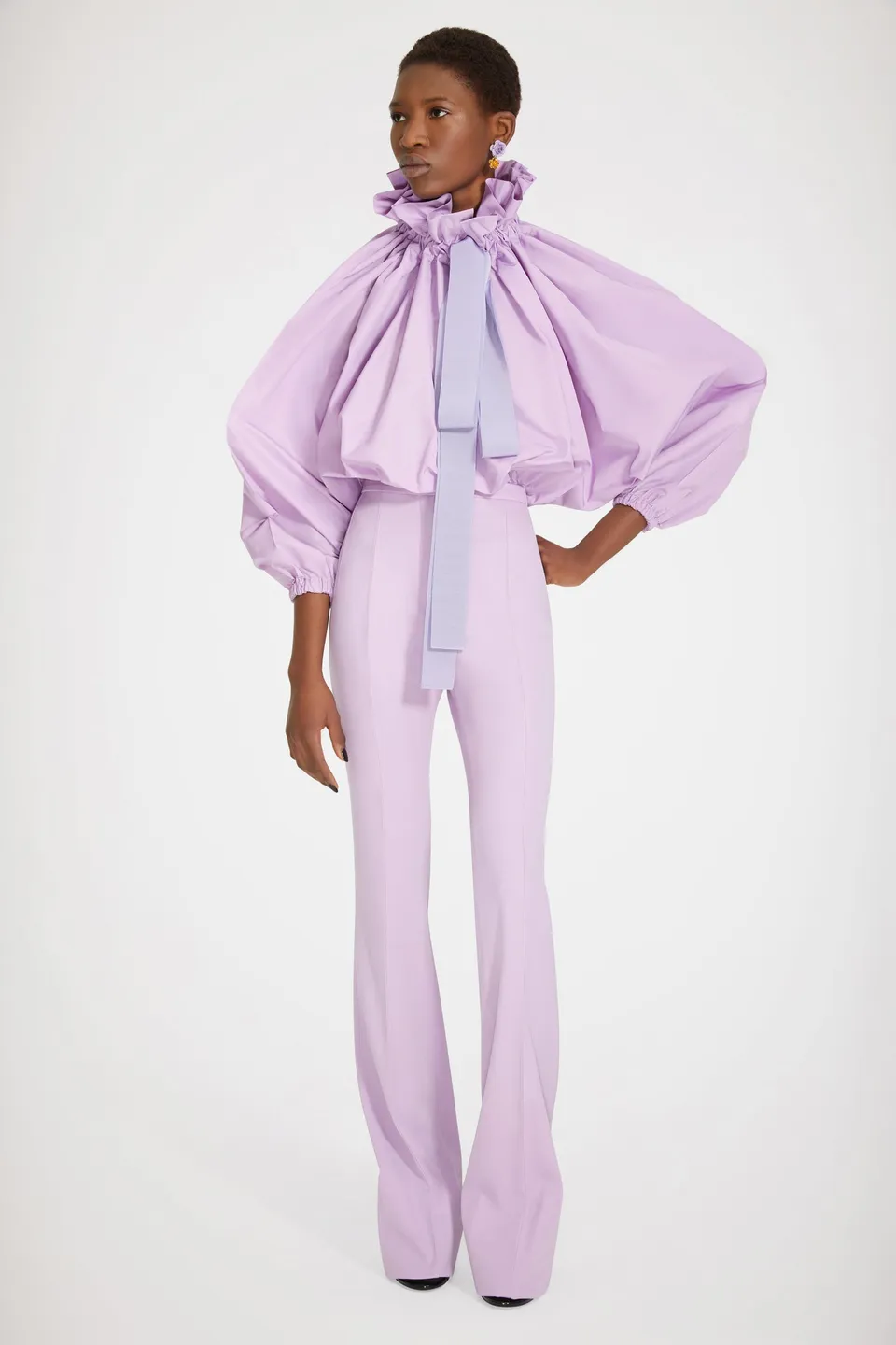 Patou H22TR0240103473W pantalon laine vierge wisteria flare