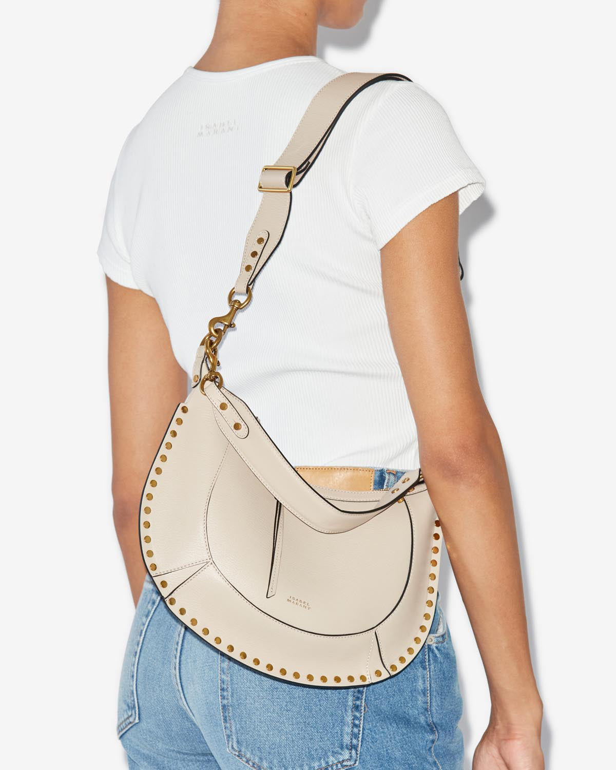 Isabel Marant Naoko sac cuir grainé beige clair