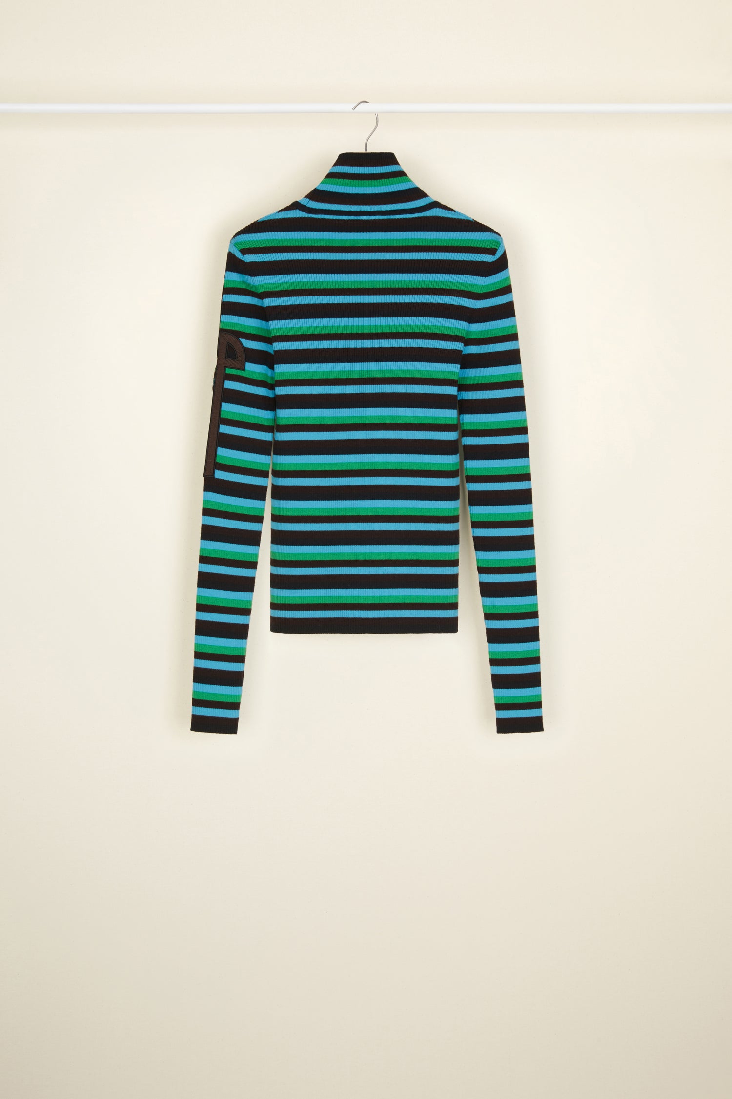 Patou Knitwear KN0568040701G pull vert rayé col montant