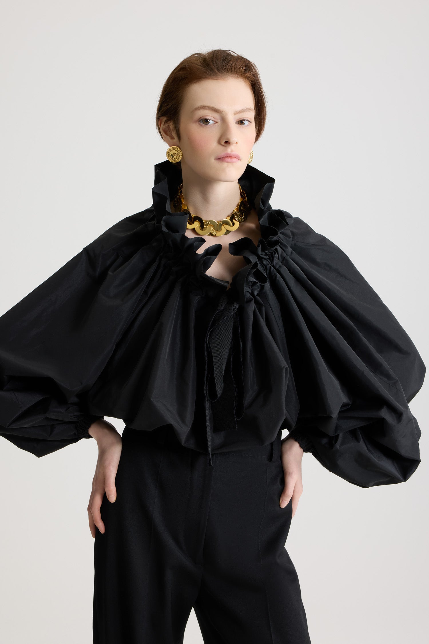 Patou TO017 blouse noire faille recyclée femme