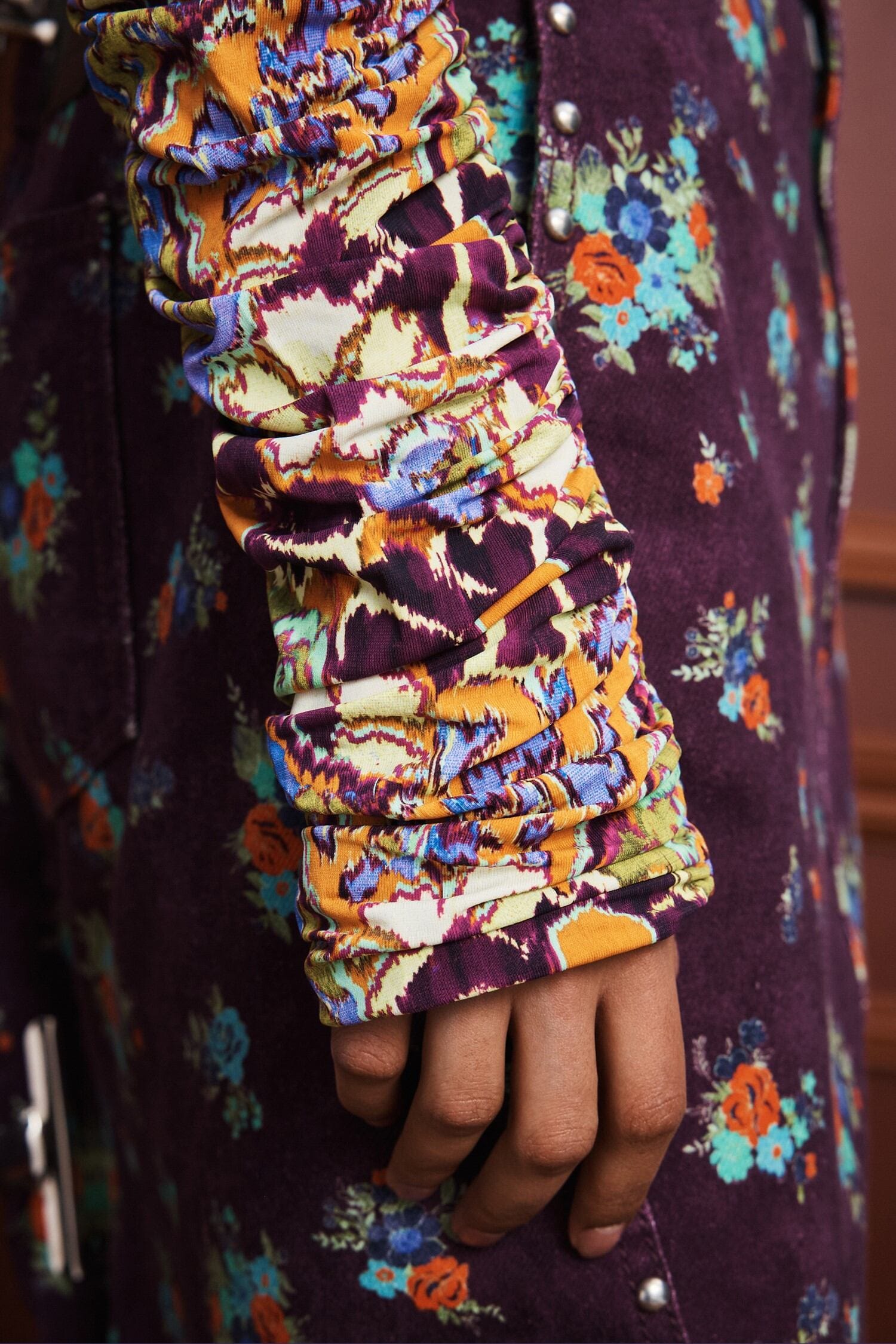 Alemais Joanna Ruched Top top floral viscose recyclée
