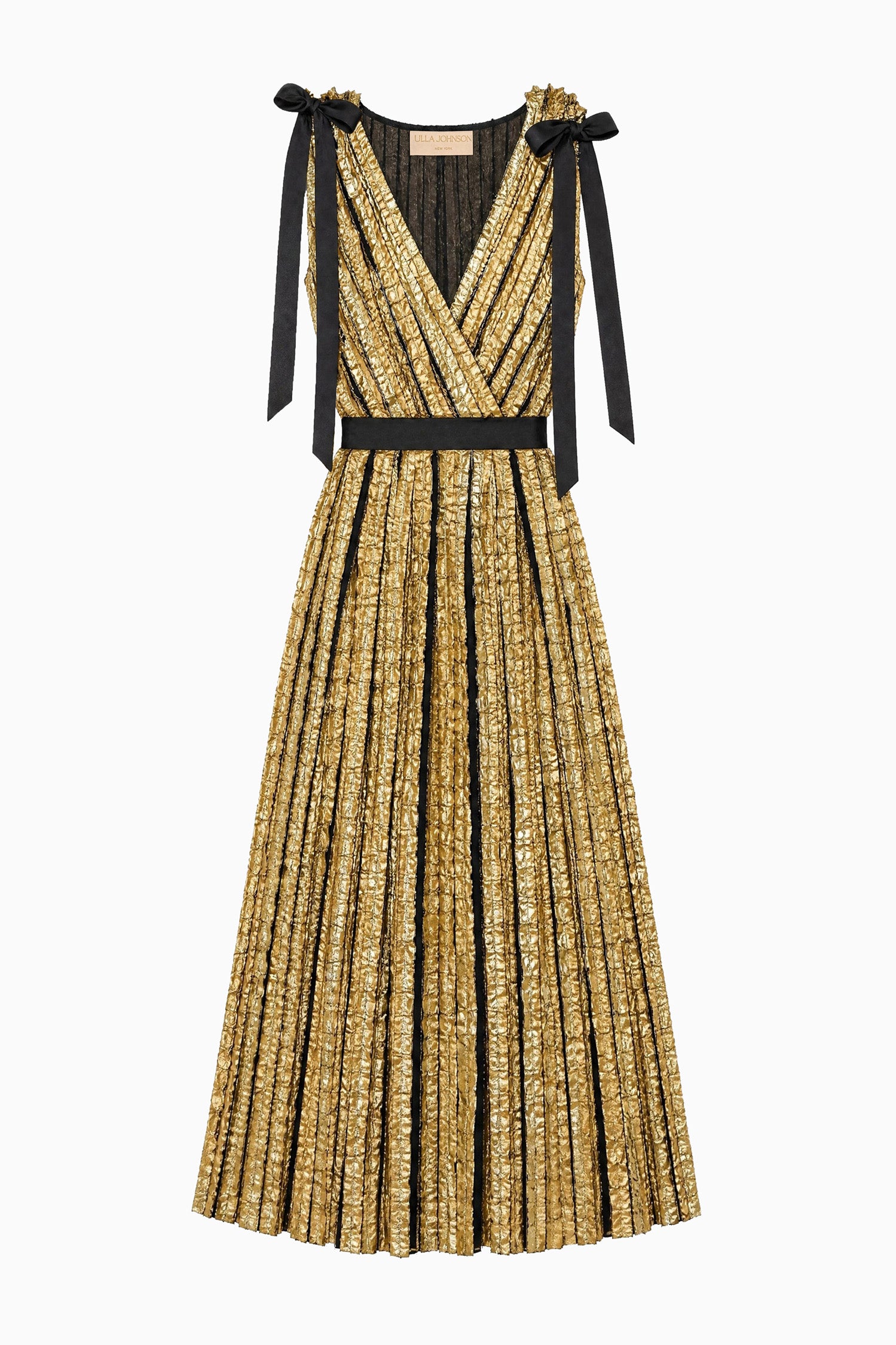 Ulla Johnson Karina robe lurex dorée à nœuds