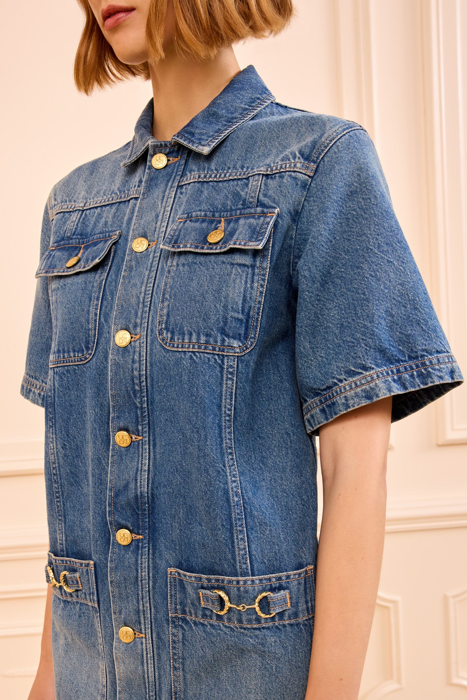 Ulla Johnson Denim robe en jean Painters Mini Danube coton