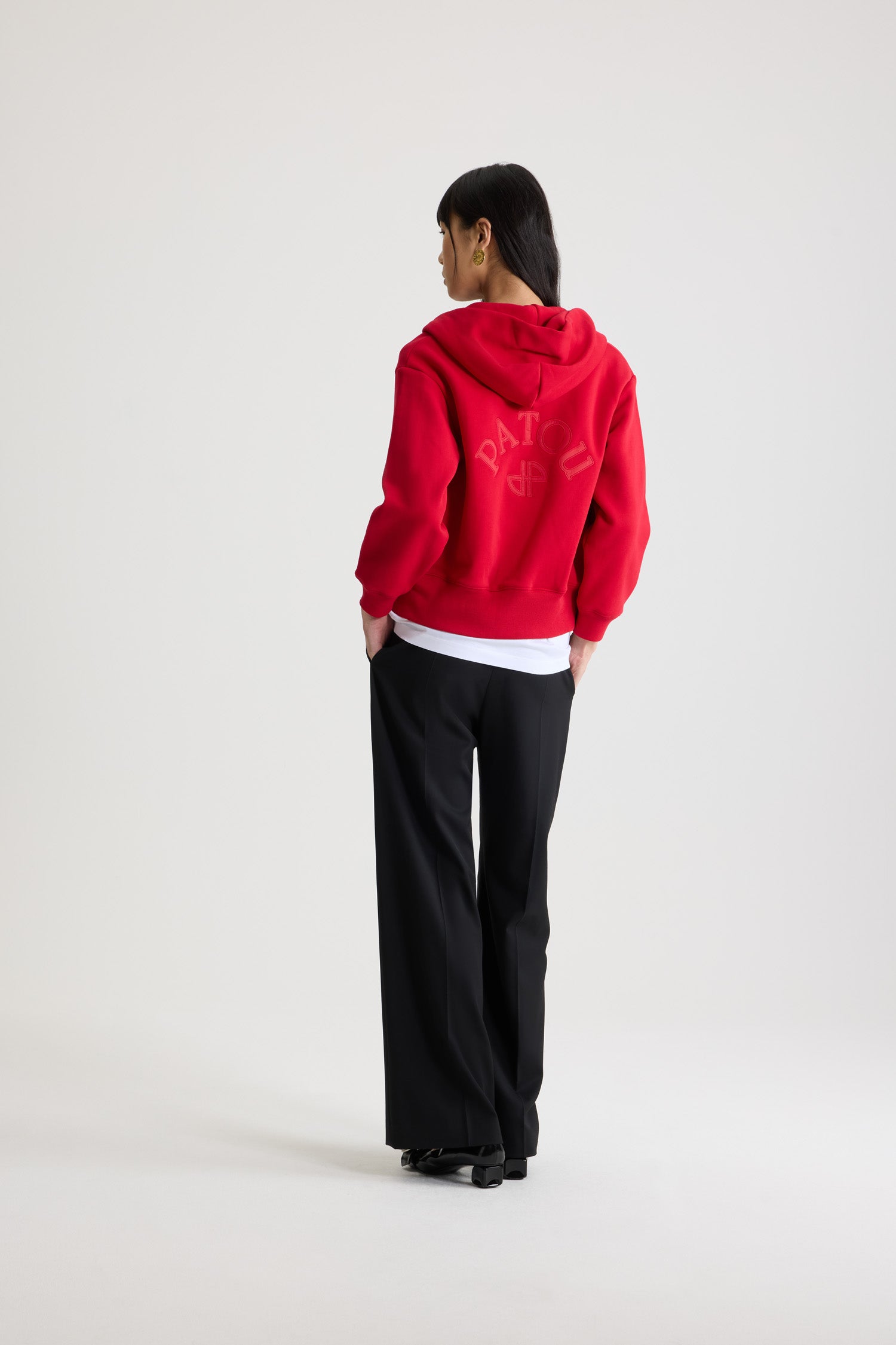 Patou H25JE196 sweat zippé molleton rouge scarlet