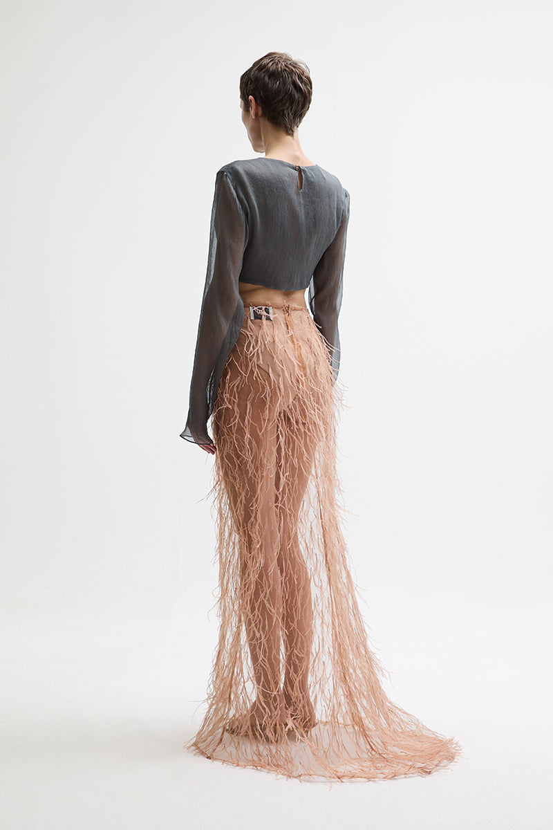 ATU Body Couture top TETHER soie manches longues nœud