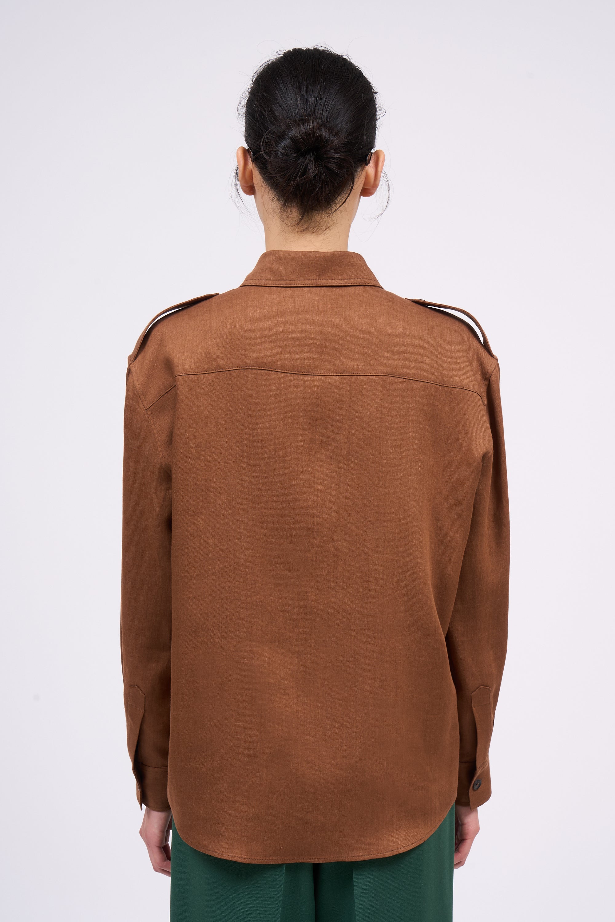 Paul & Joe Aria chemise twill de lin droite marron taille 1