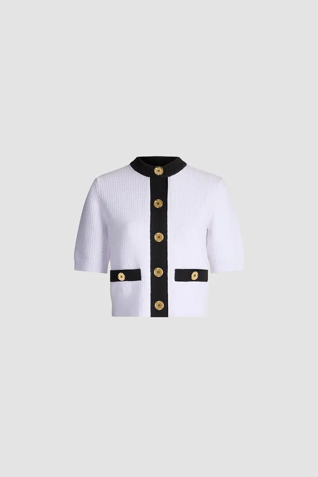 Patou KN338 gilet boutoné coton blanc texturé XS-XL