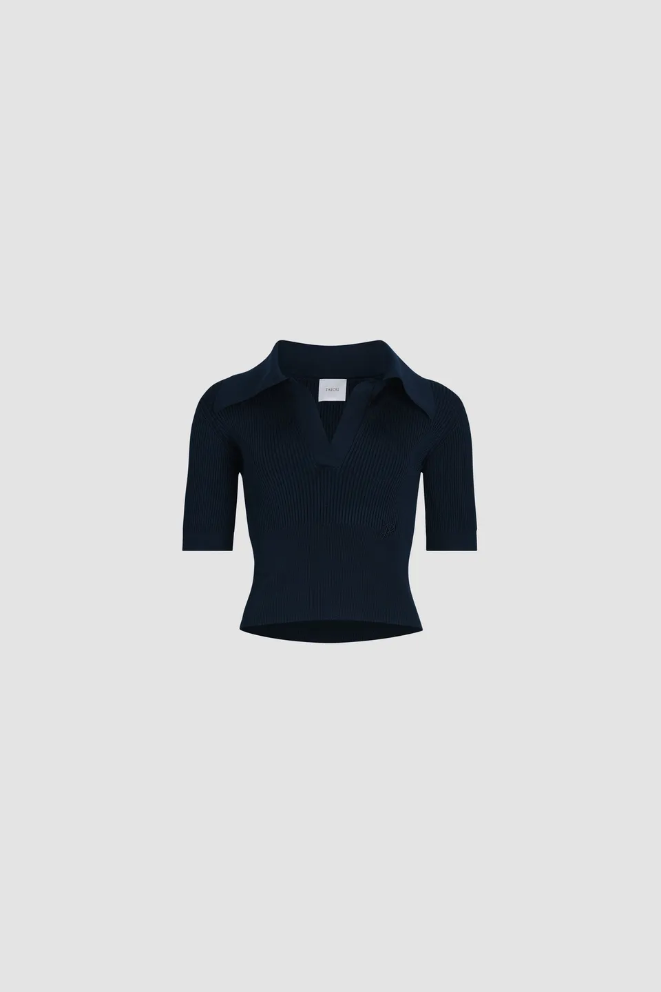 Patou KN248 polo bleu marine crêpe col large
